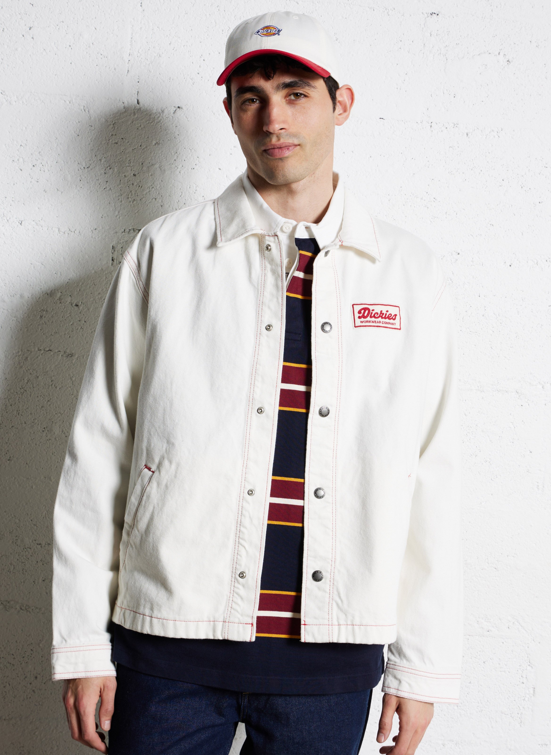 Denim jacket with contrast stitching DICKIES White