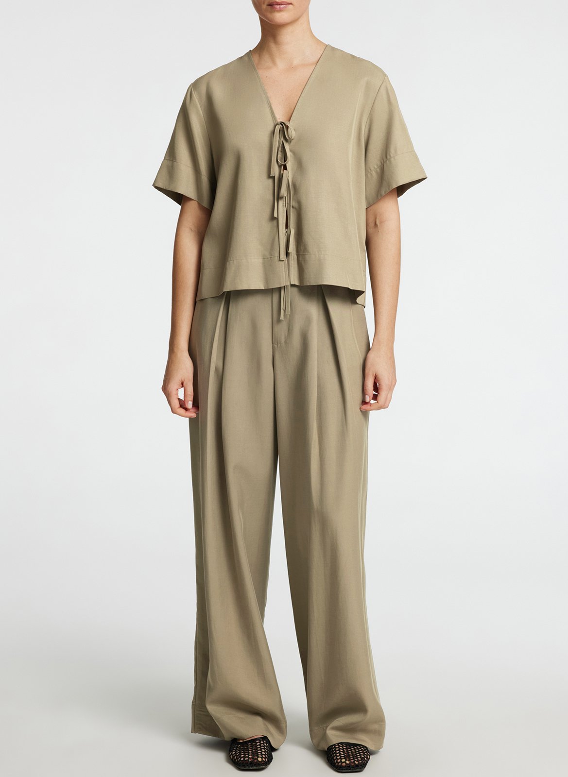 Pantalon large SELECTED Gris