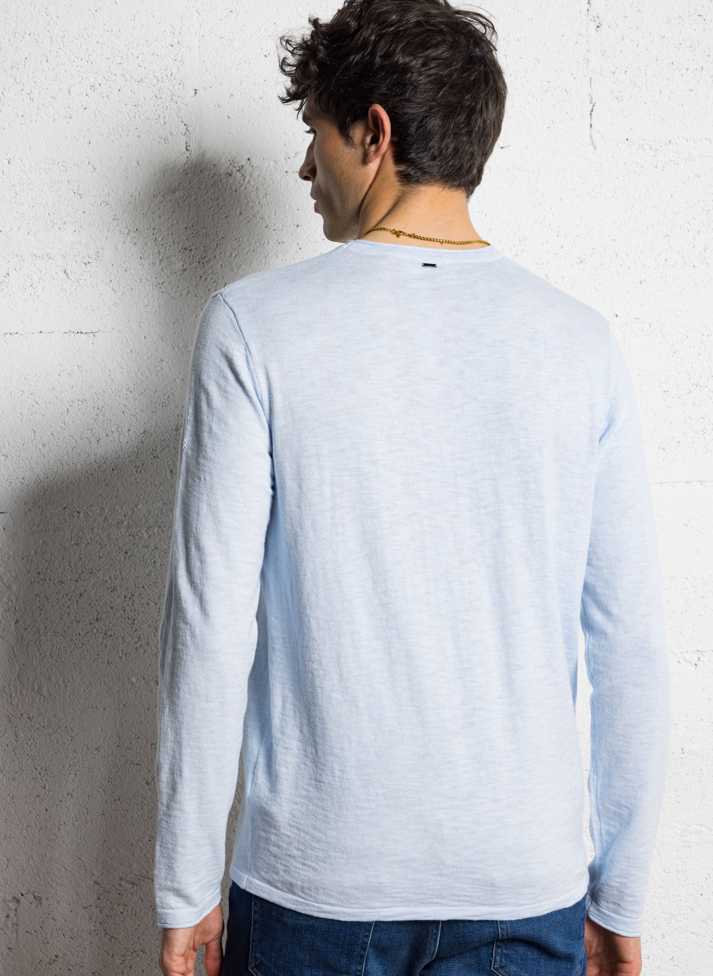 Straight cotton sweater Blue