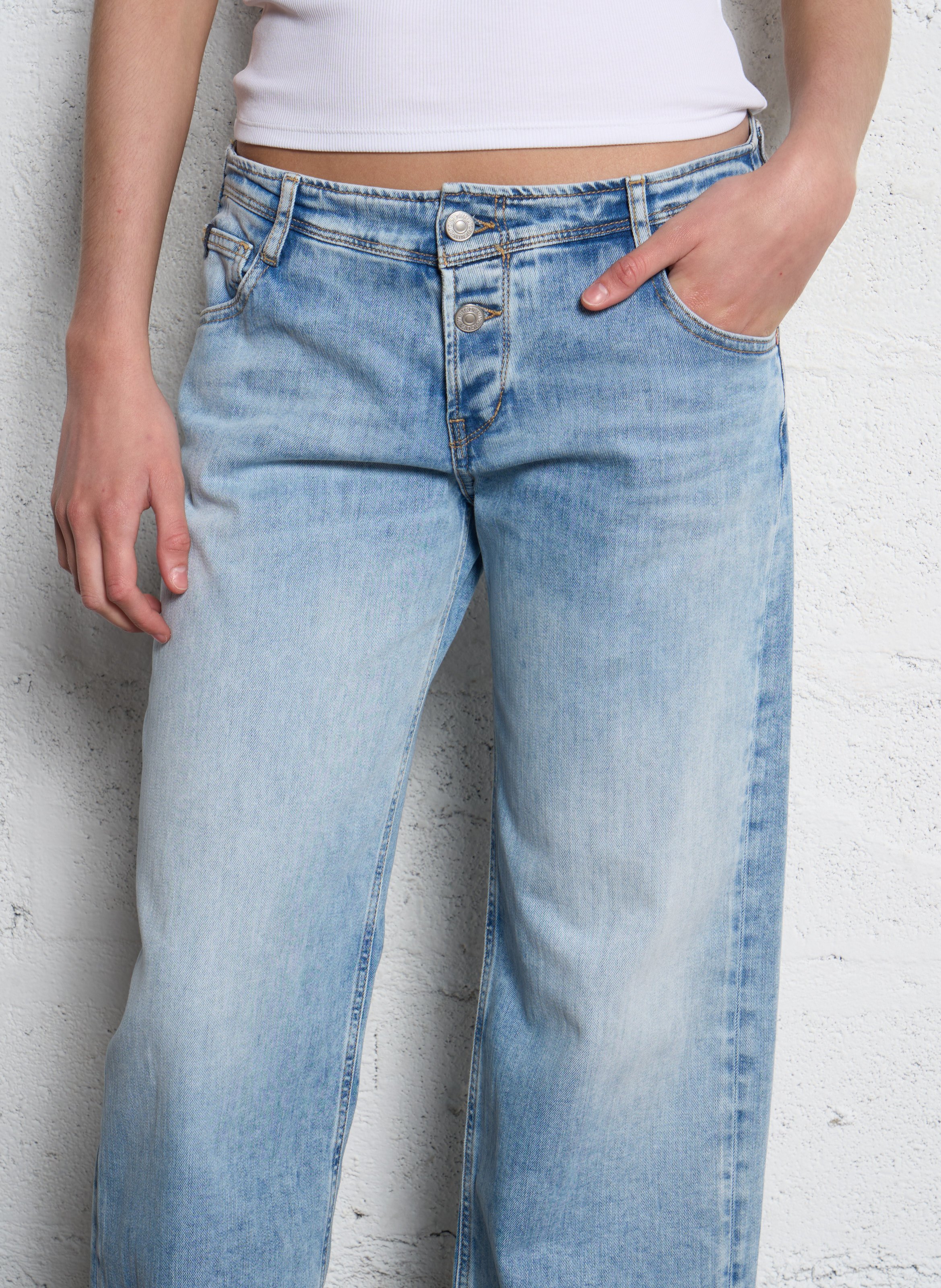 Jean droit en coton mélangé LE TEMPS DES CERISES Bleu