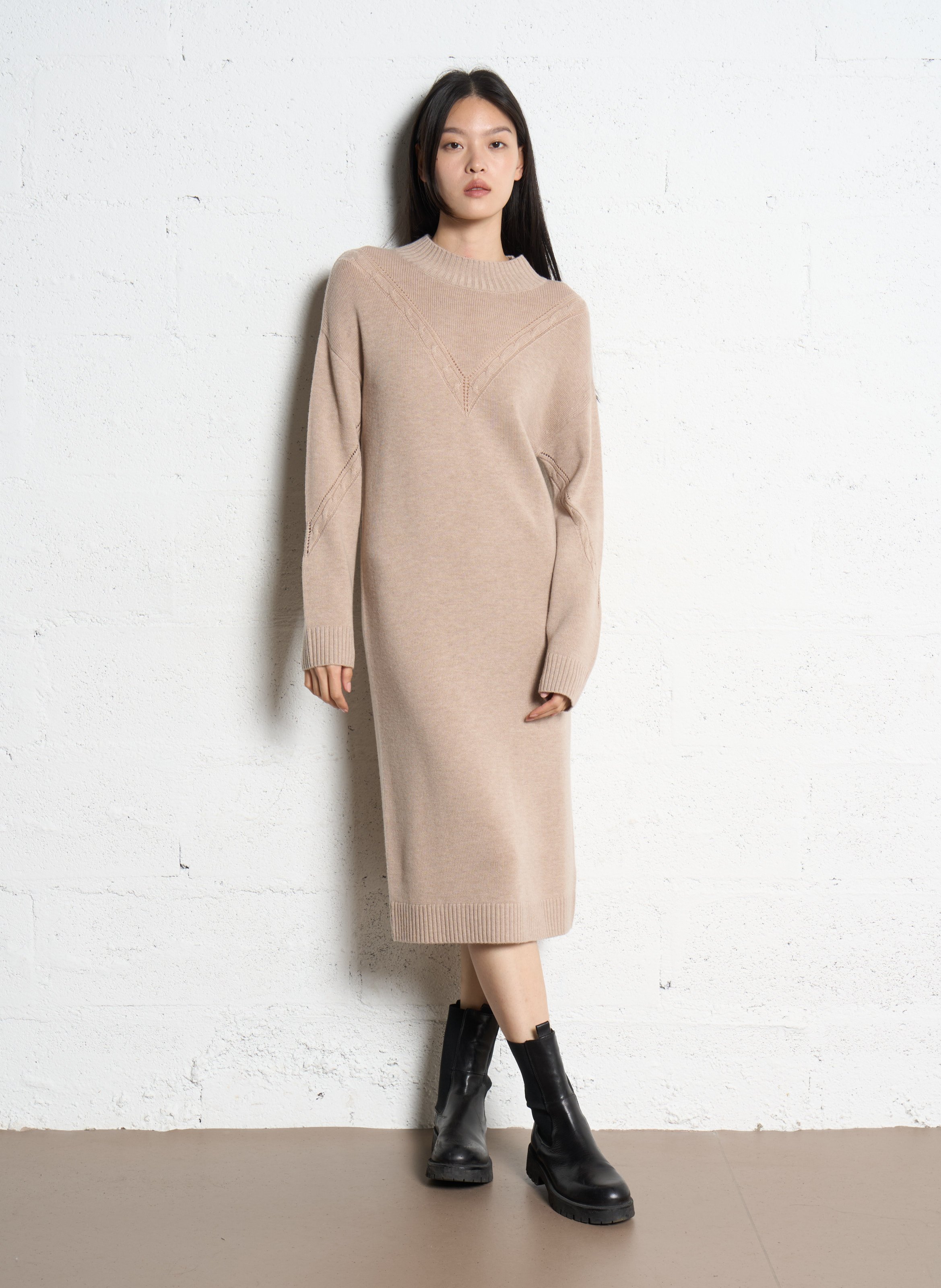Devoiler short jersey dress with 3/4 sleeves IKKS Beige