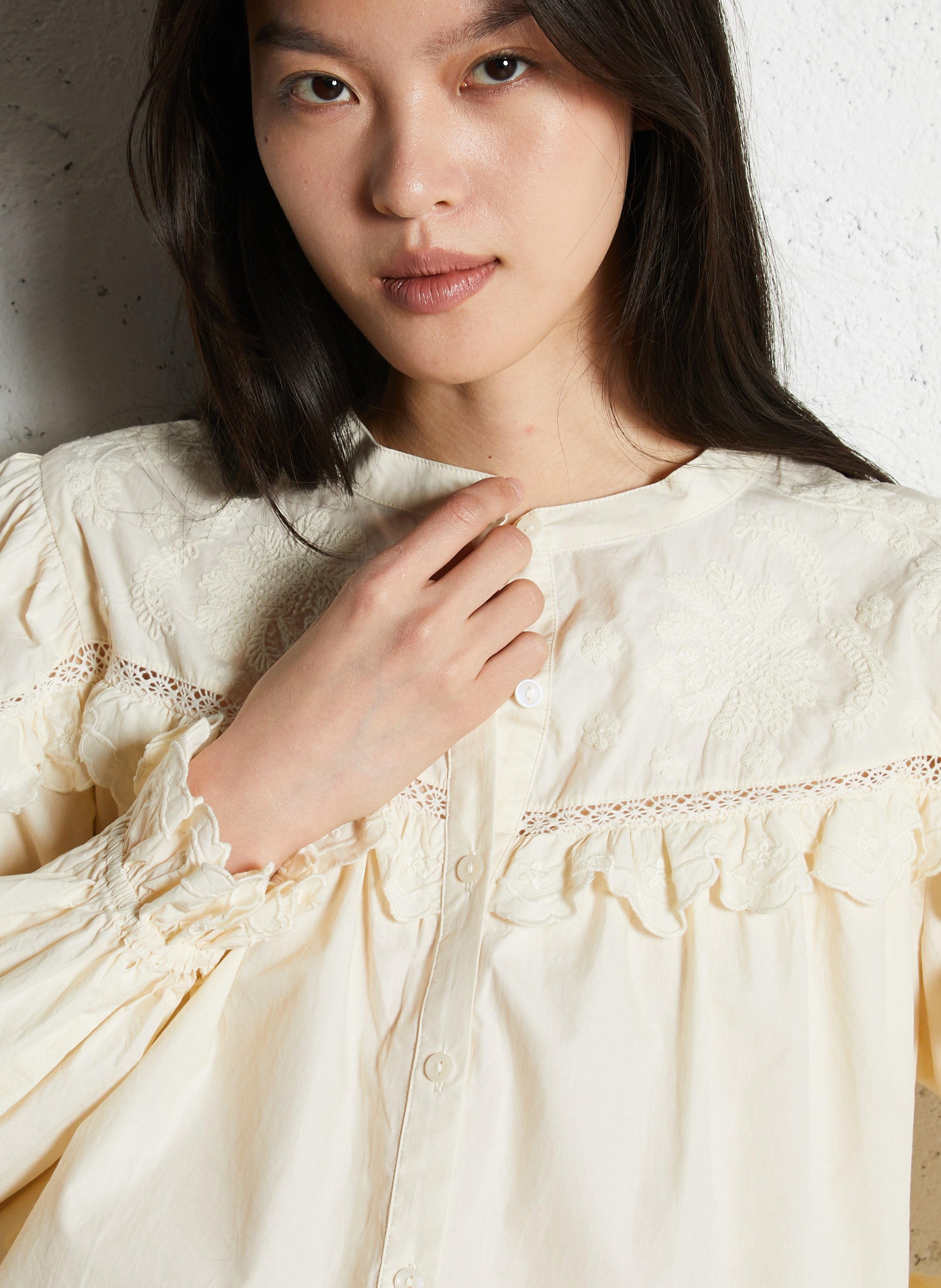 Round-neck cotton blouse LOUISE MISHA Beige