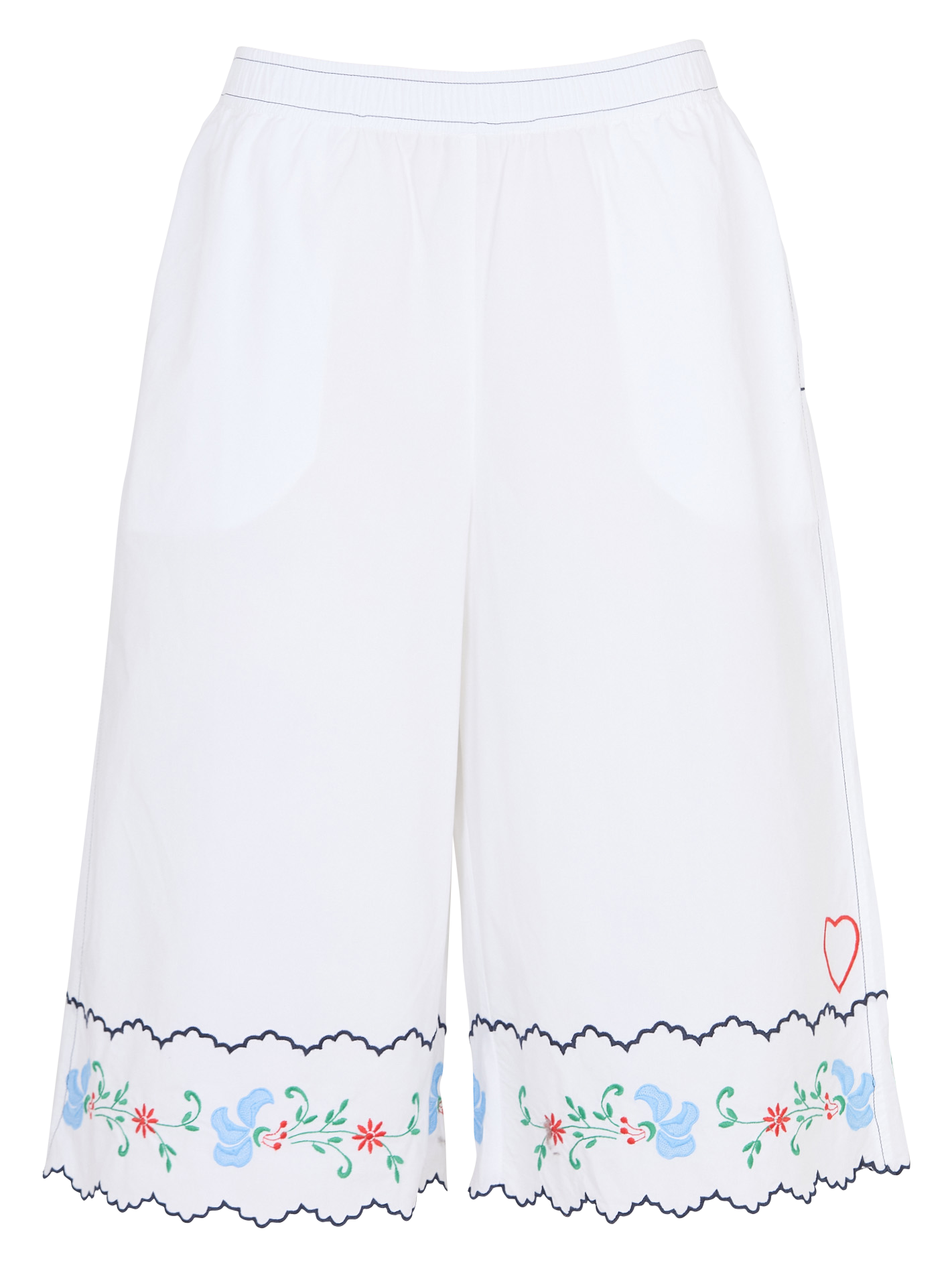 Short straight with organic cotton embroideries STELLA NOVA White