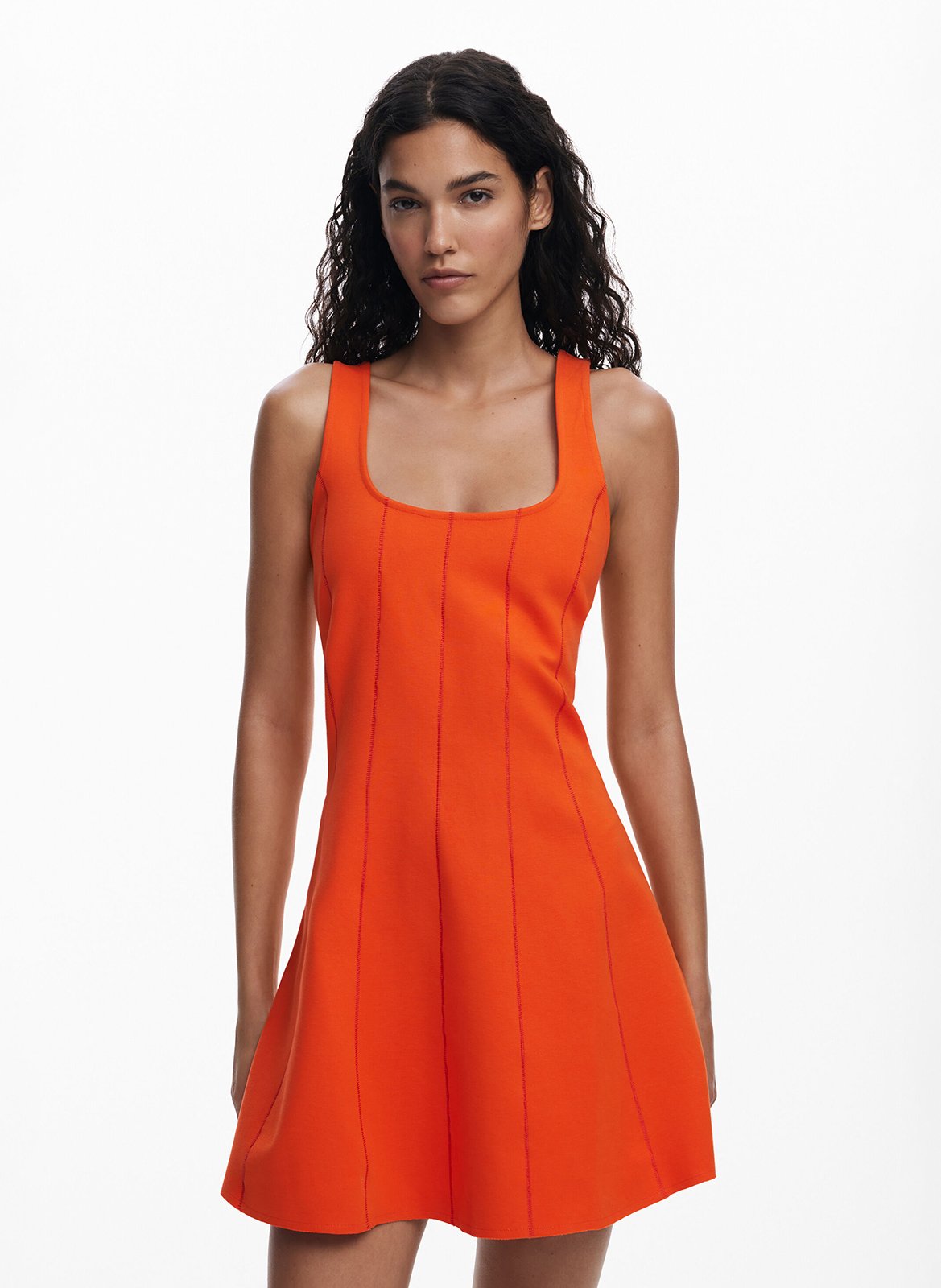 Robe courte col carré en coton mélangé DESIGUAL