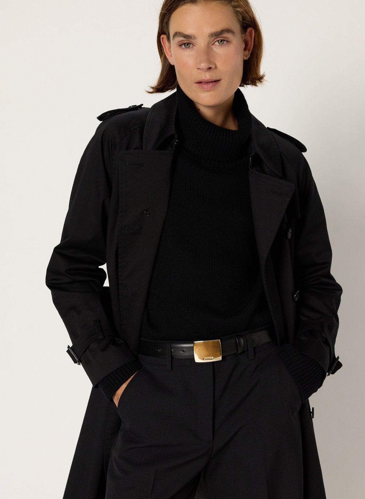 Trench col à revers droit en coton mélangé GERARD DAREL Noir