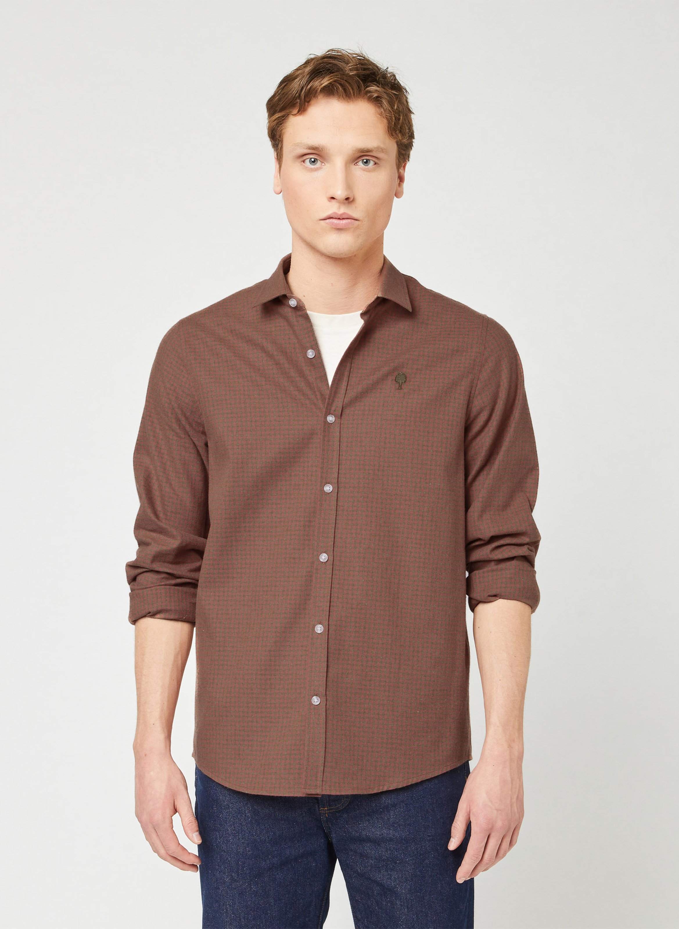 Chemise droite col classique à carreaux en coton FAGUO