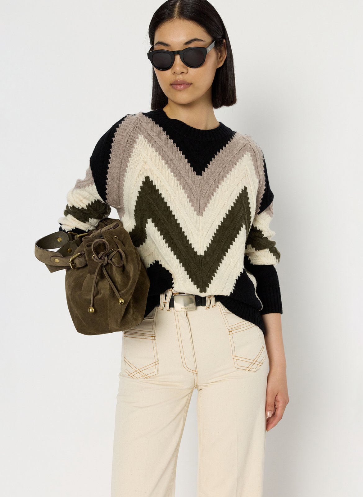 Gestreepte wollen trui GERARD DAREL Zwart