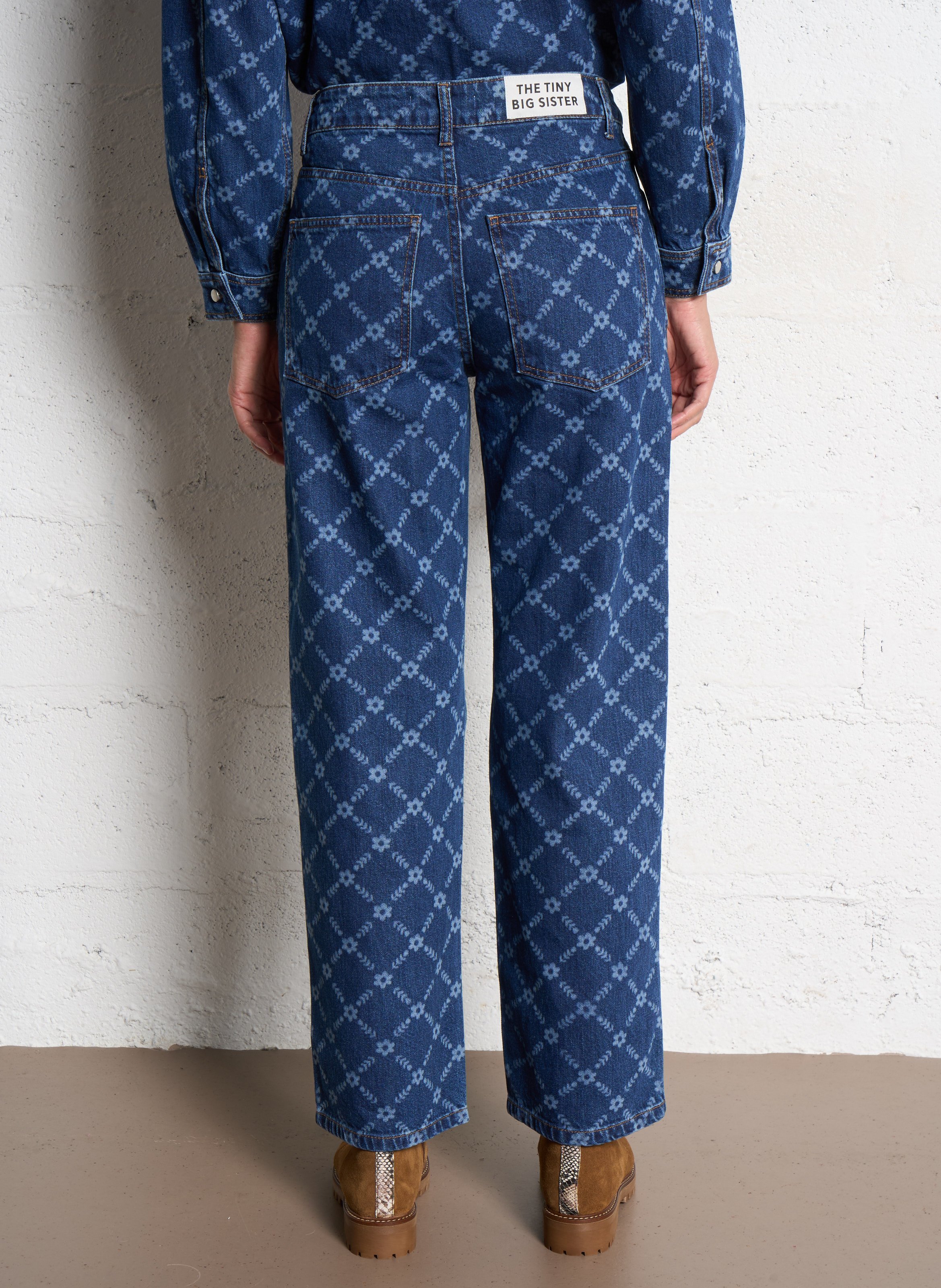 Jean droit en coton THE TINY BIG SISTER Bleu