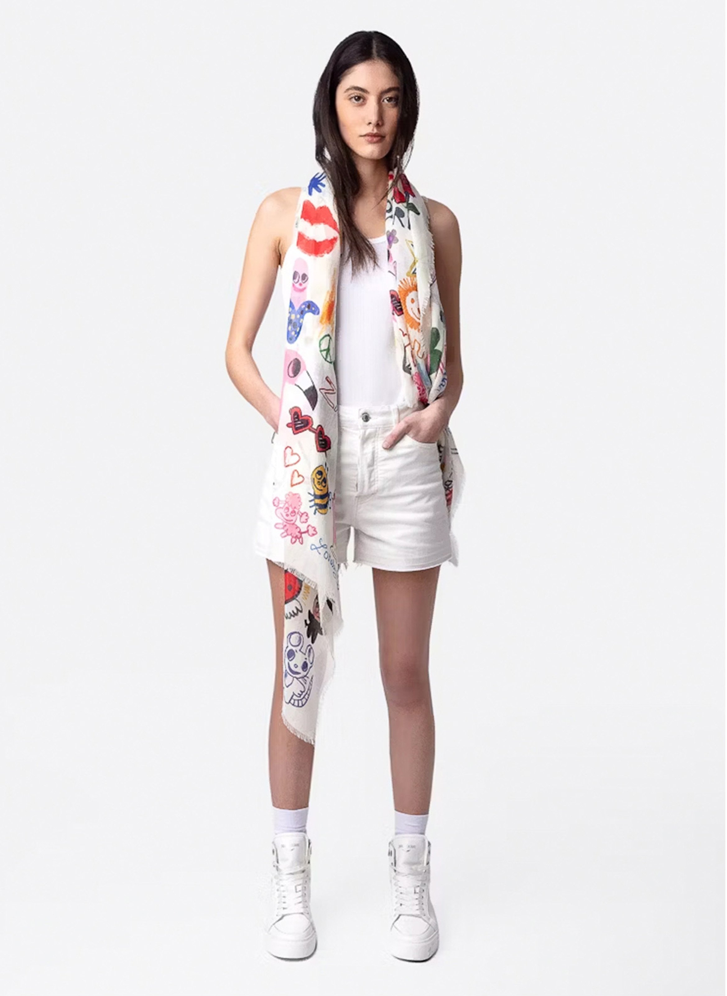 Foulard en coton imprimé ZADIG&VOLTAIRE Blanc