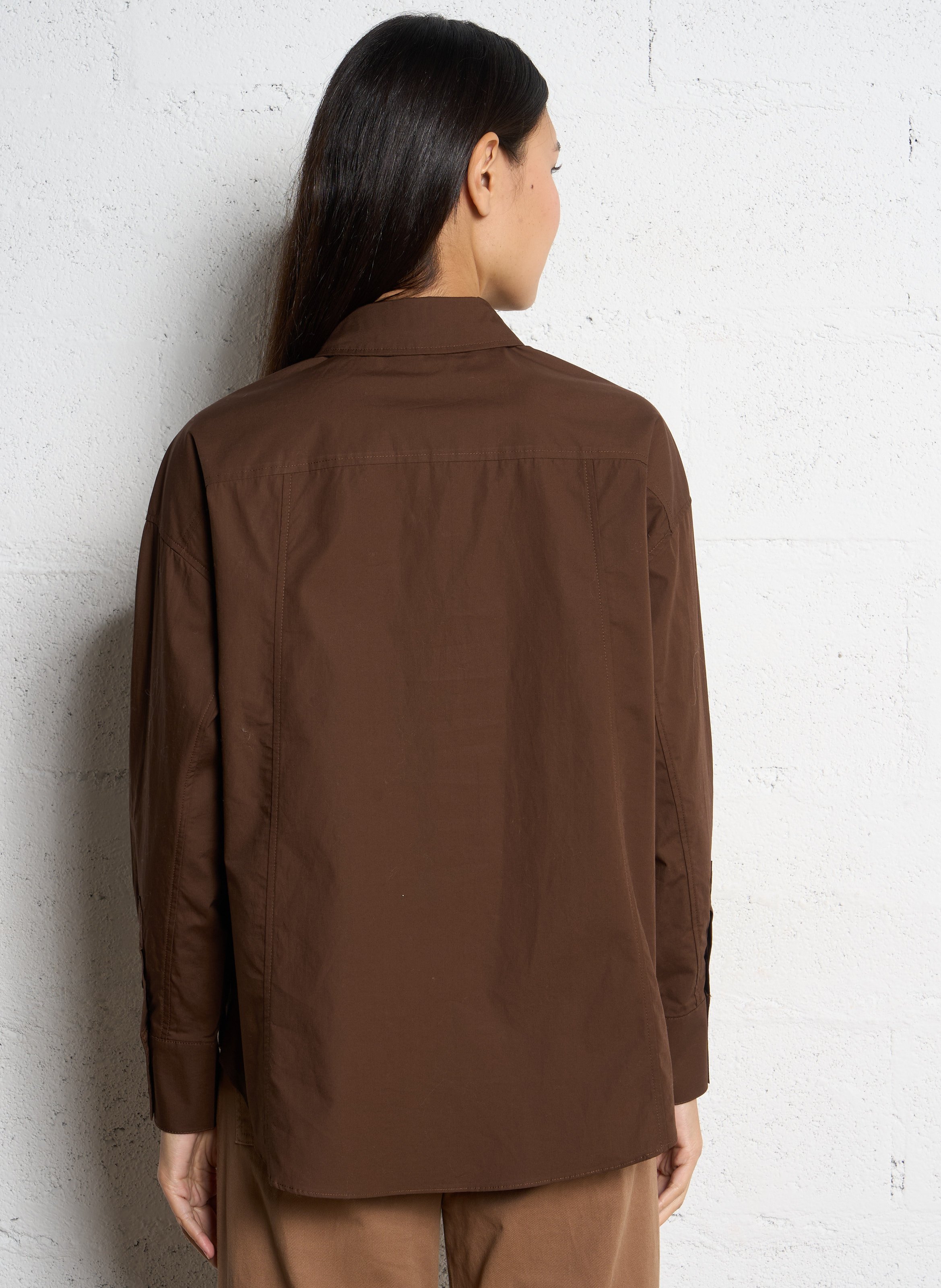 Chemise droite col classique en coton SUD EXPRESS Marron