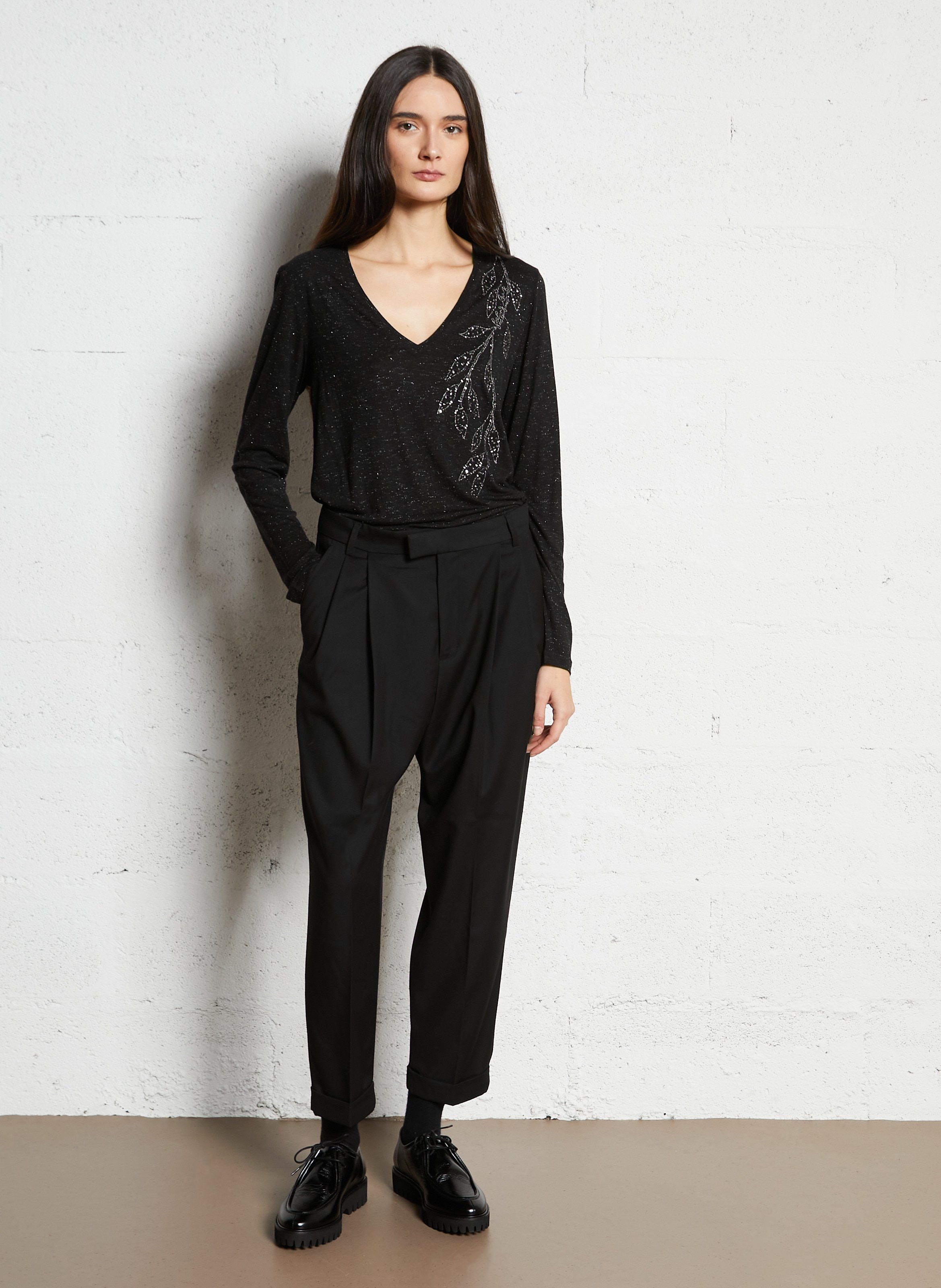 Tee-shirt droit pailleté IKKS Noir