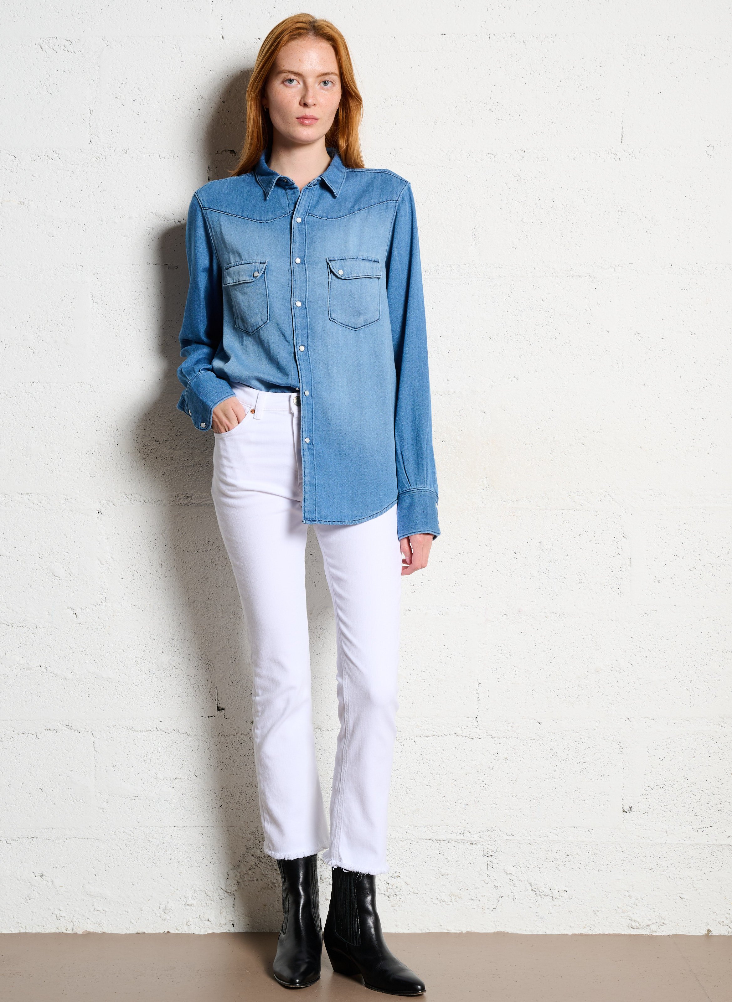 Blouse met verwassen look ACQUAVERDE Blauw