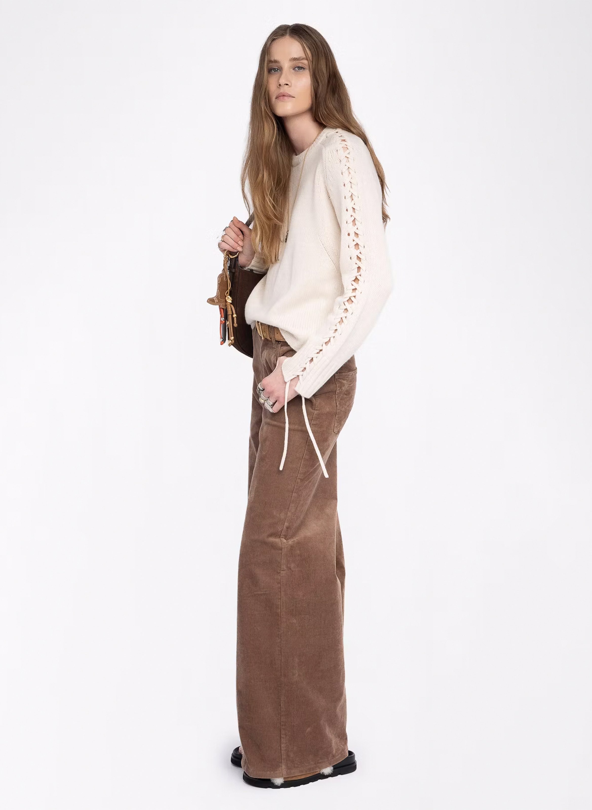 Pull col rond en laine et cachemire  ZADIG&VOLTAIRE Blanc