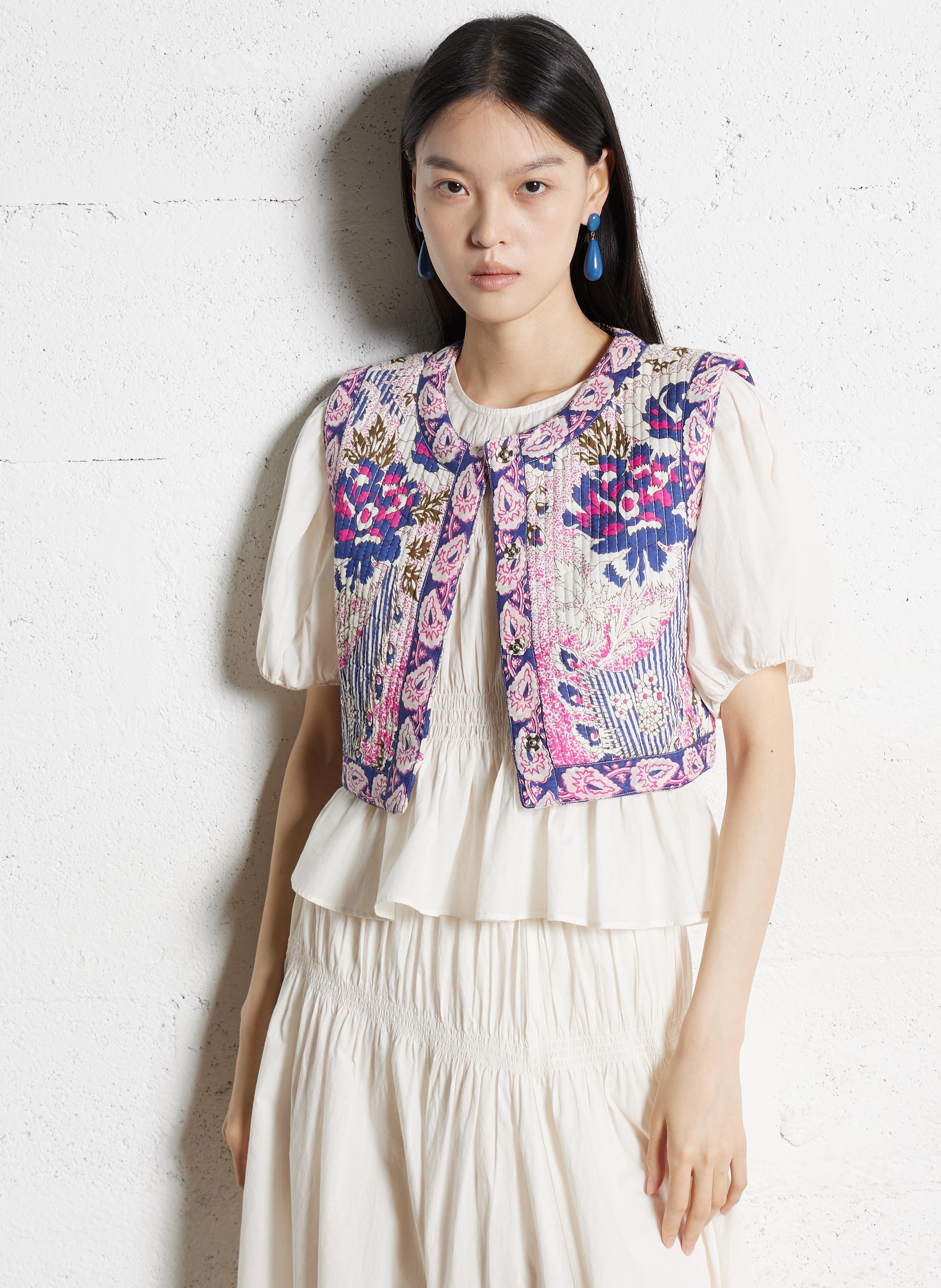 Baumwoll-Strickjacke mit Rundhalsausschnitt ANTIK BATIK Rosa