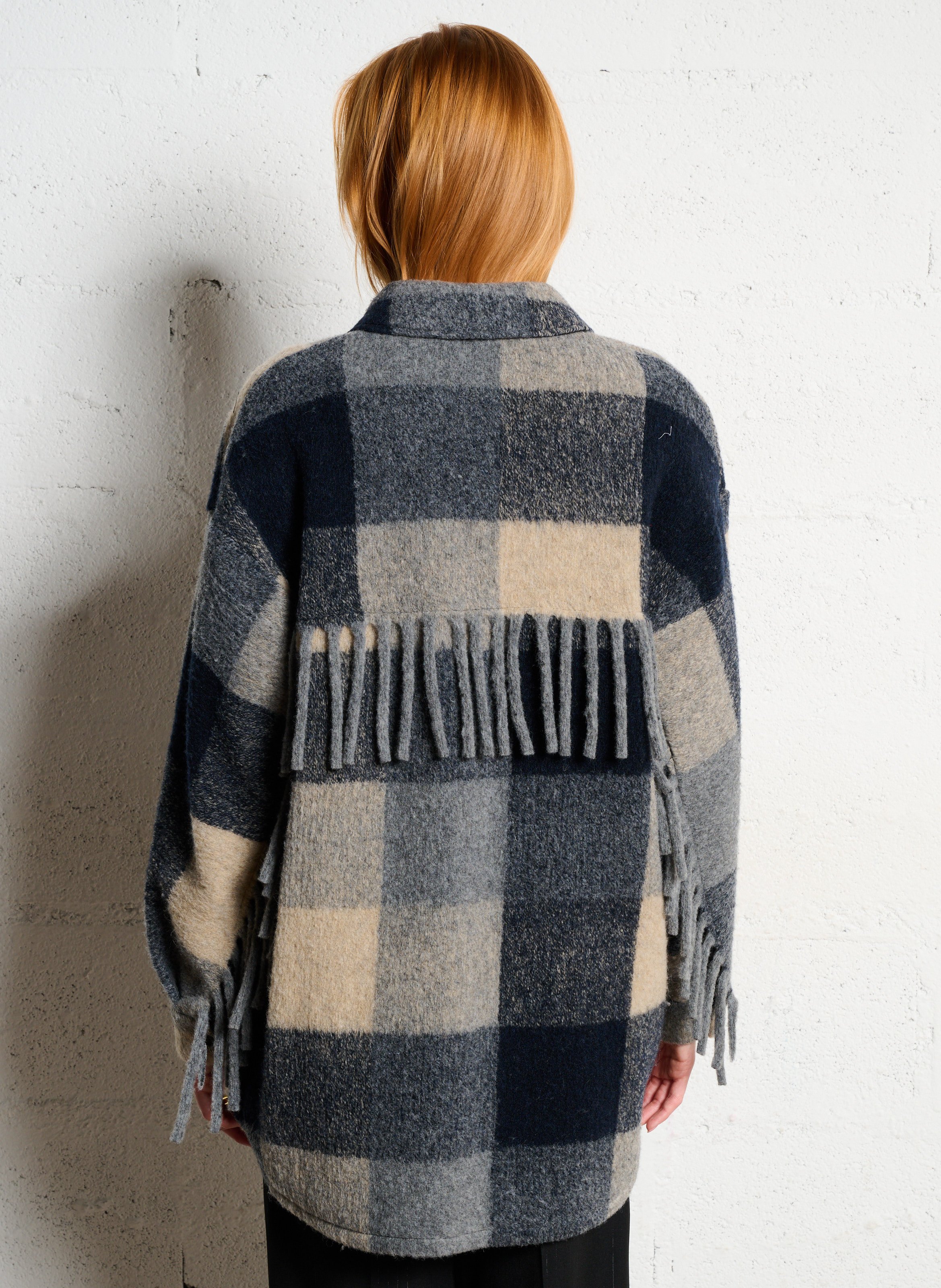 Surchemise ample col classique carreaux à franges IMPERIAL Multicolore