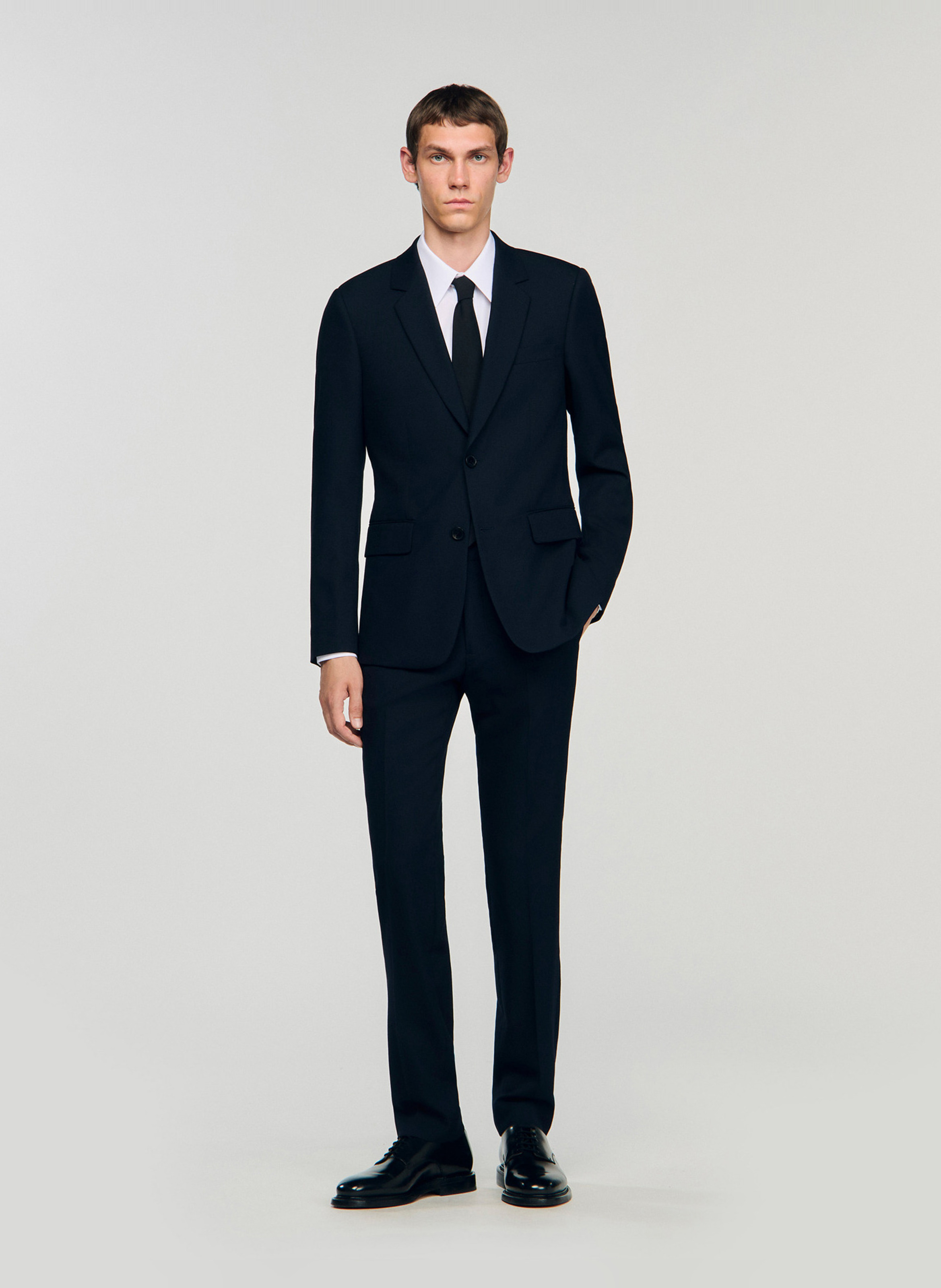 Veste col tailleur en laine SANDRO Bleu