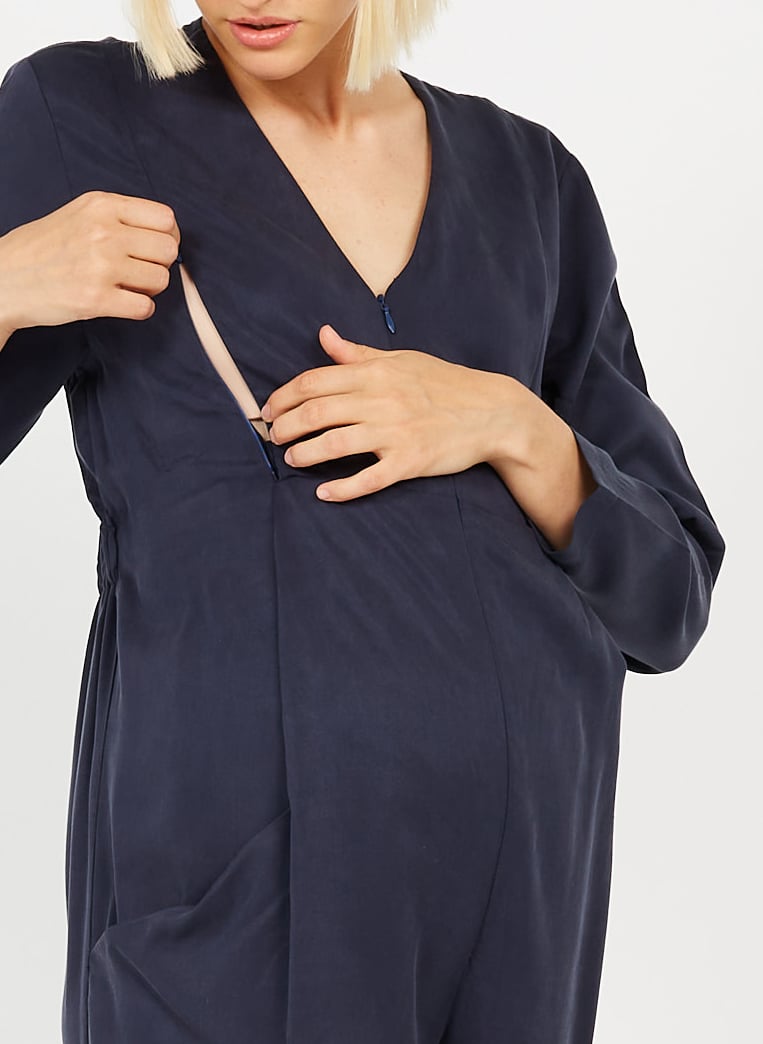 Long-sleeved maternity jumpsuit POLINA Blue