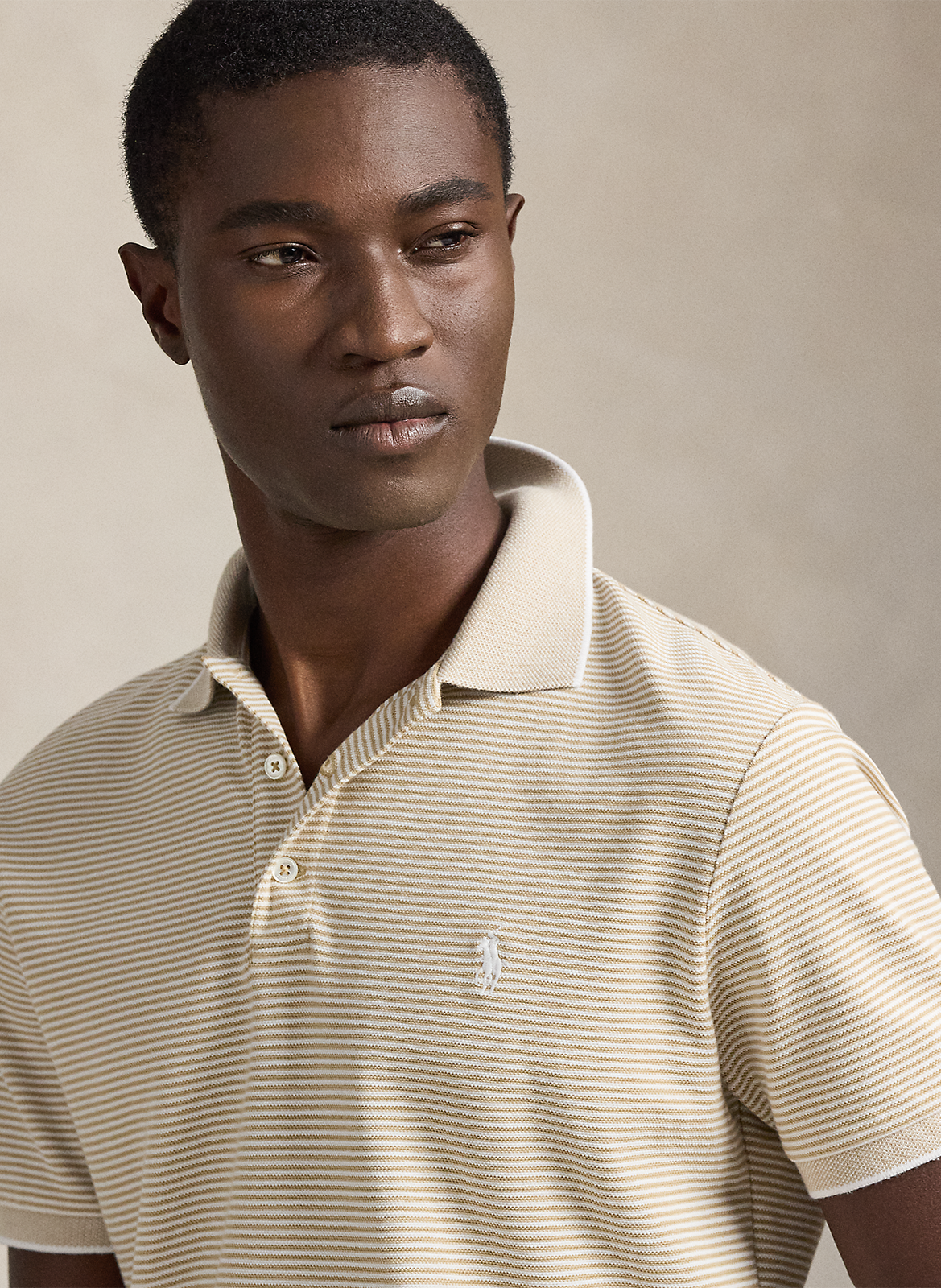 Striped straight fit cotton blend polo POLO RALPH LAUREN Beige