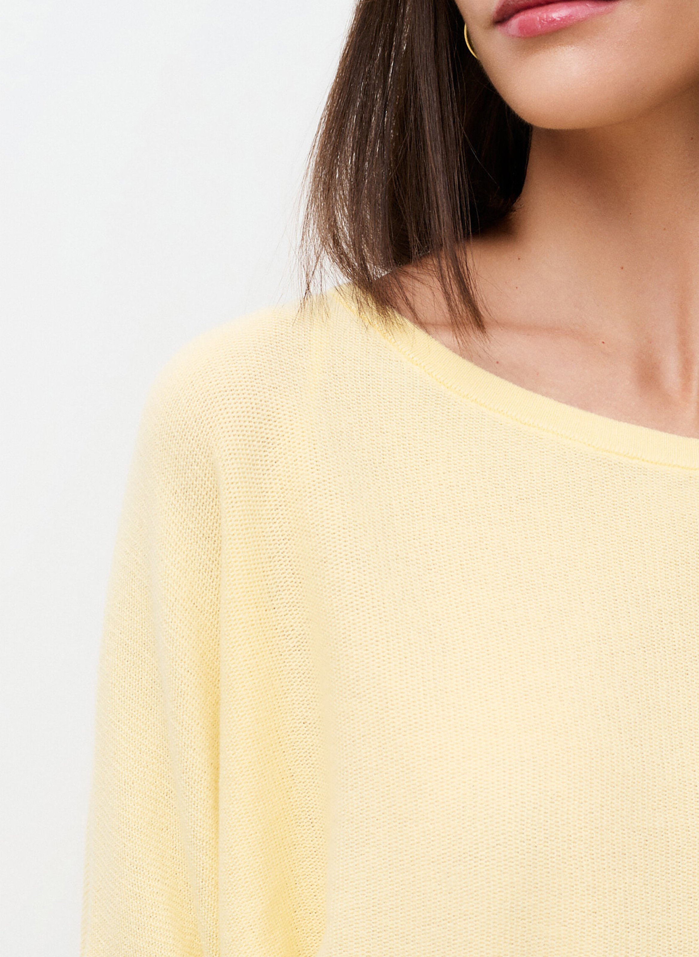Pull oversize col bateau en coton Jaune