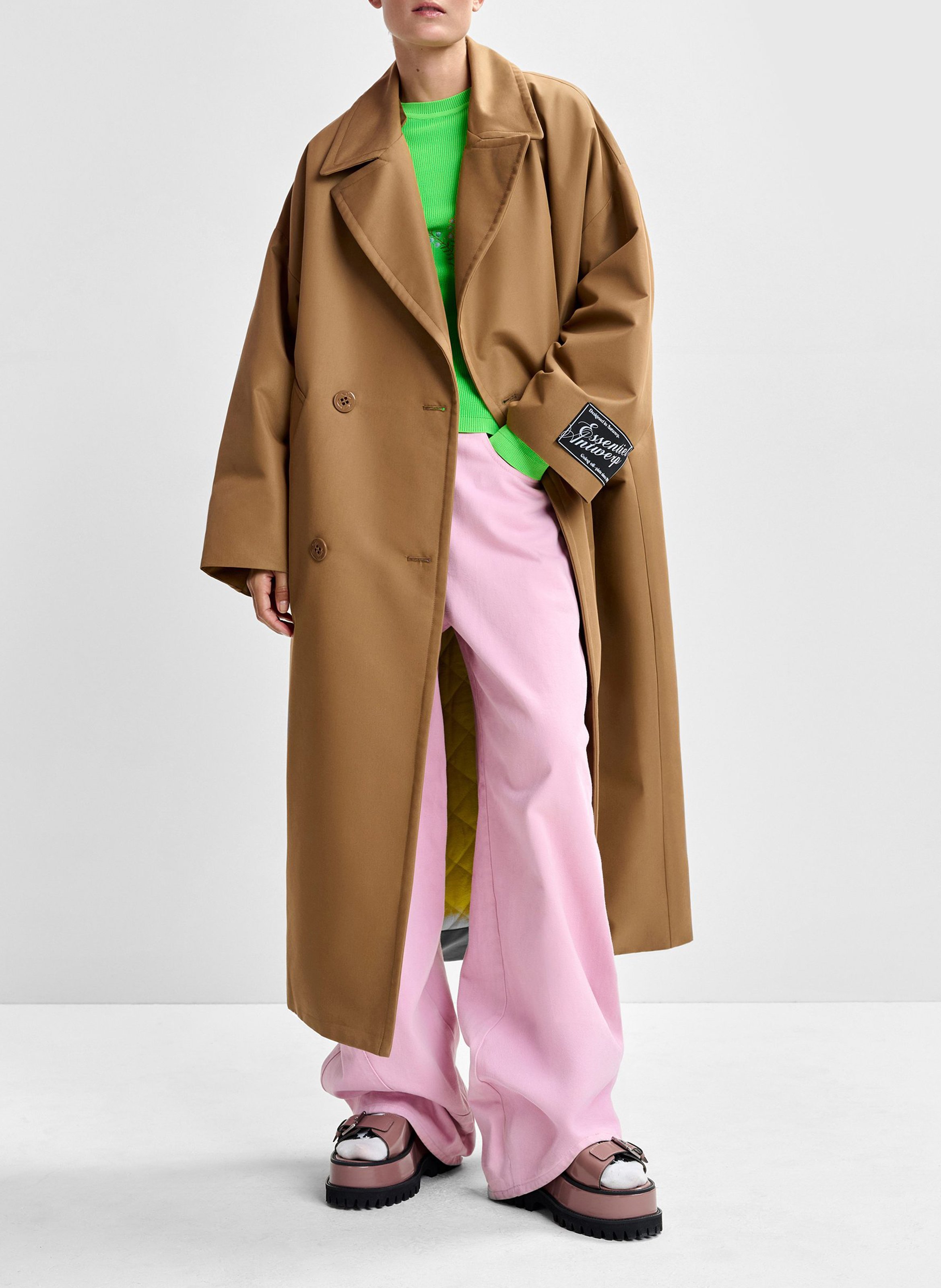 Gabardina de mezcla de algodón con cuello sastre ESSENTIEL ANTWERP Marron