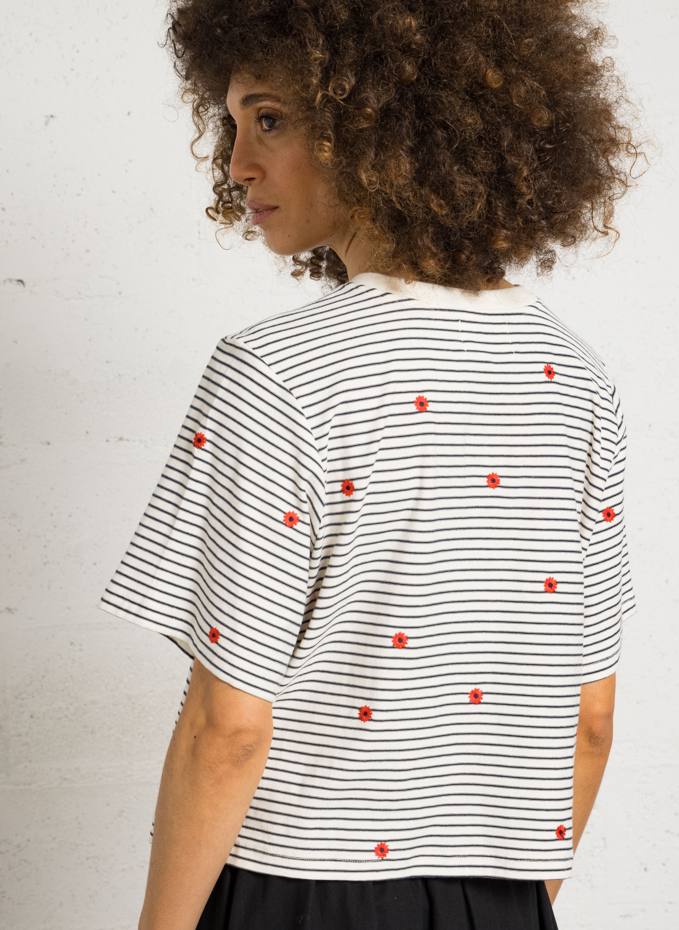 Tee-shirt oversize col rond en coton DES PETITS HAUTS Multicolore