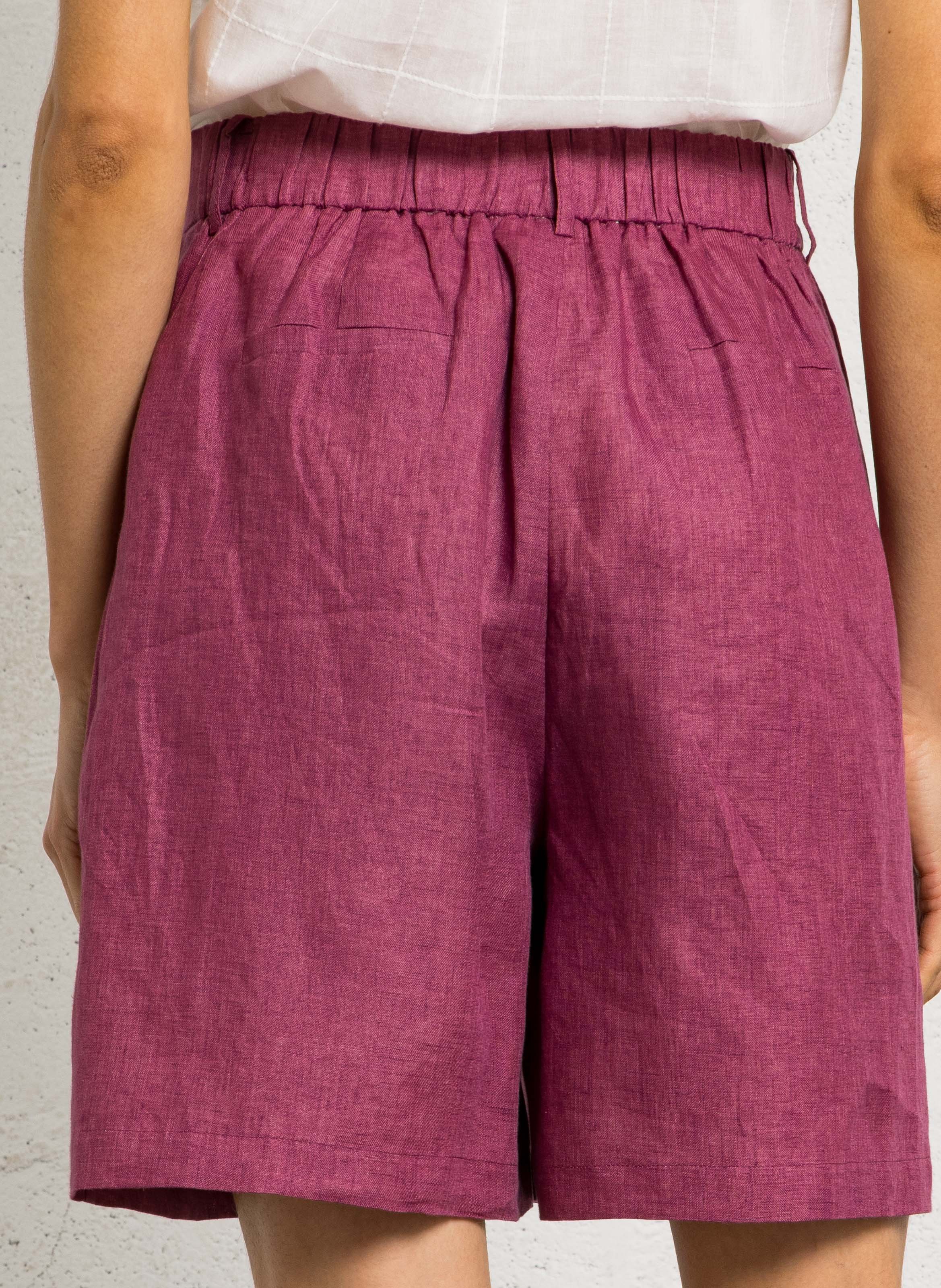 Weite Shorts aus Leinen mit hohem Bund SEE U SOON Violett