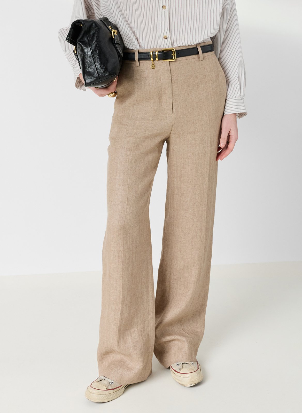 Straight linen trousers GERARD DAREL Beige