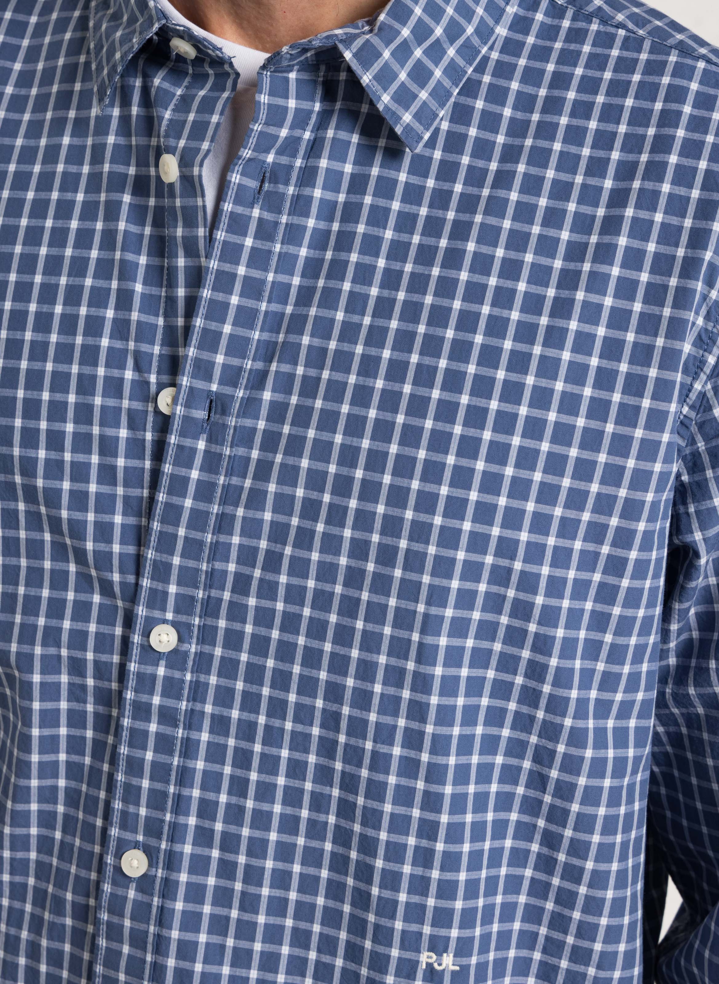 Regular-fit checked cotton shirt with classic collar PEPE JEANS Blue