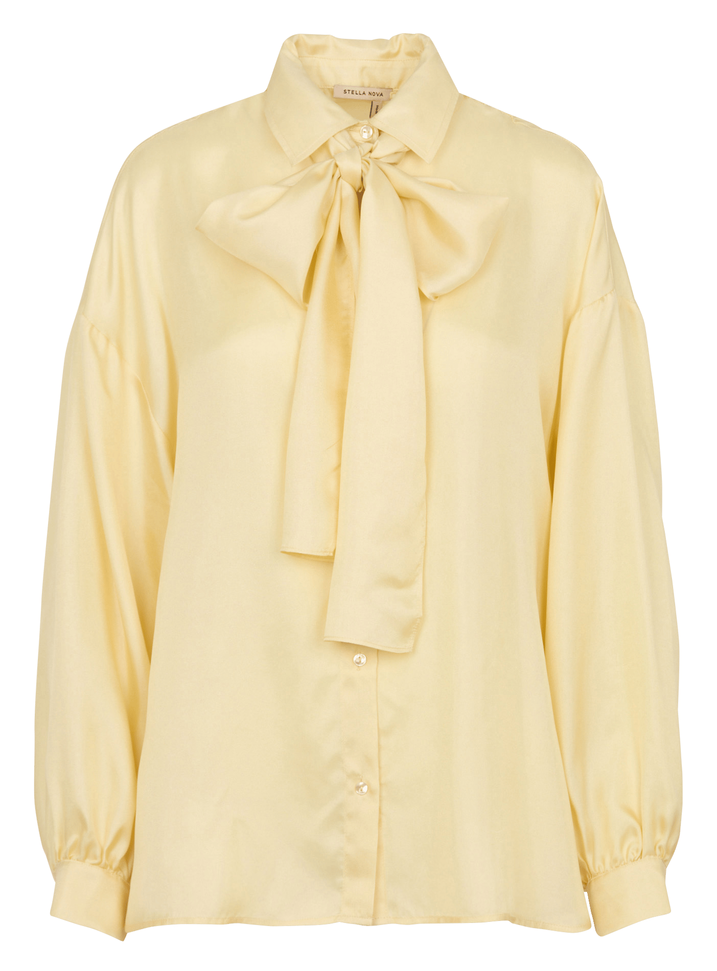 Oversized silk belted shirt STELLA NOVA Yellow