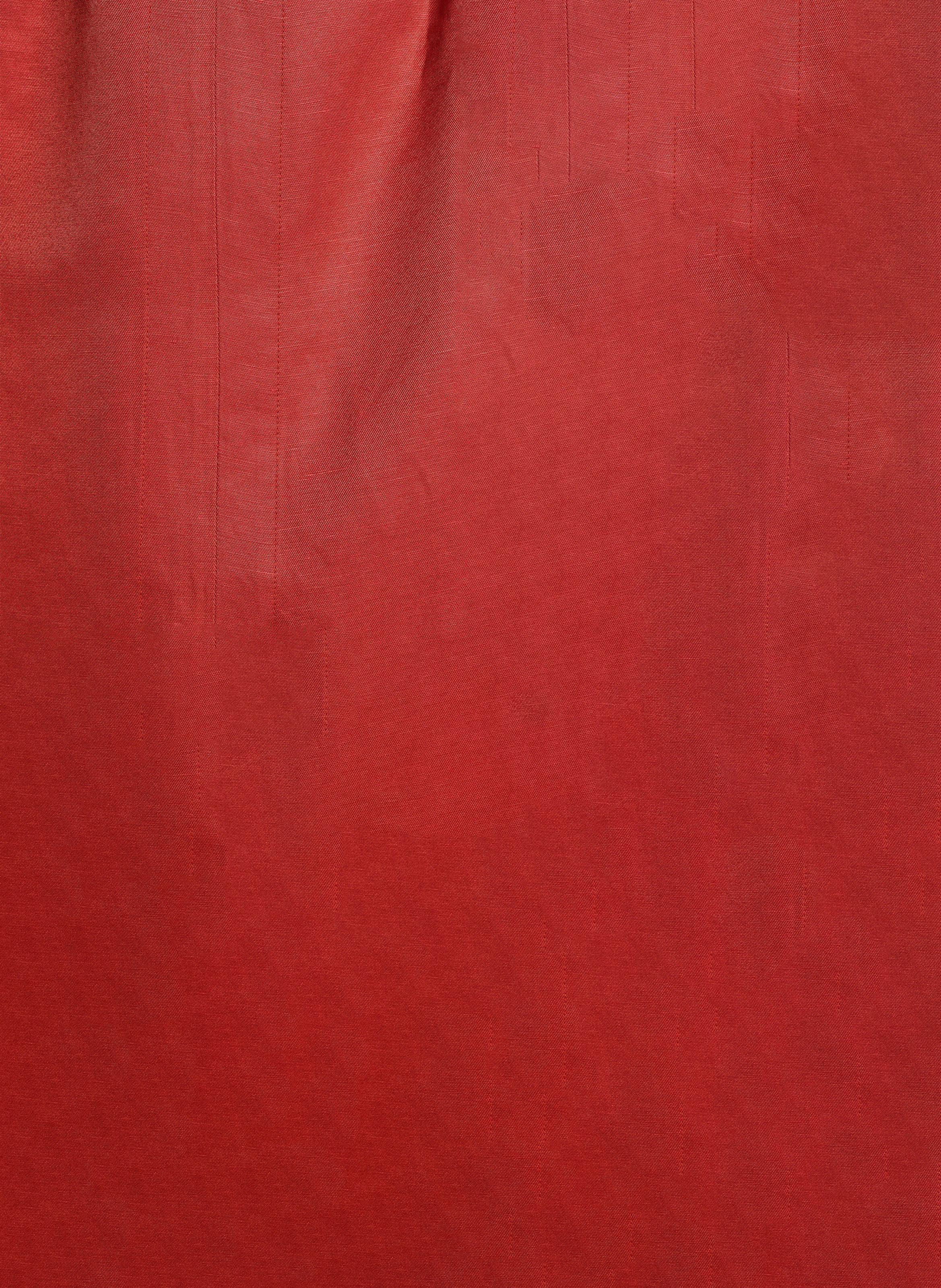 Robe midi col V en lin mélangé LA FEE MARABOUTEE Orange