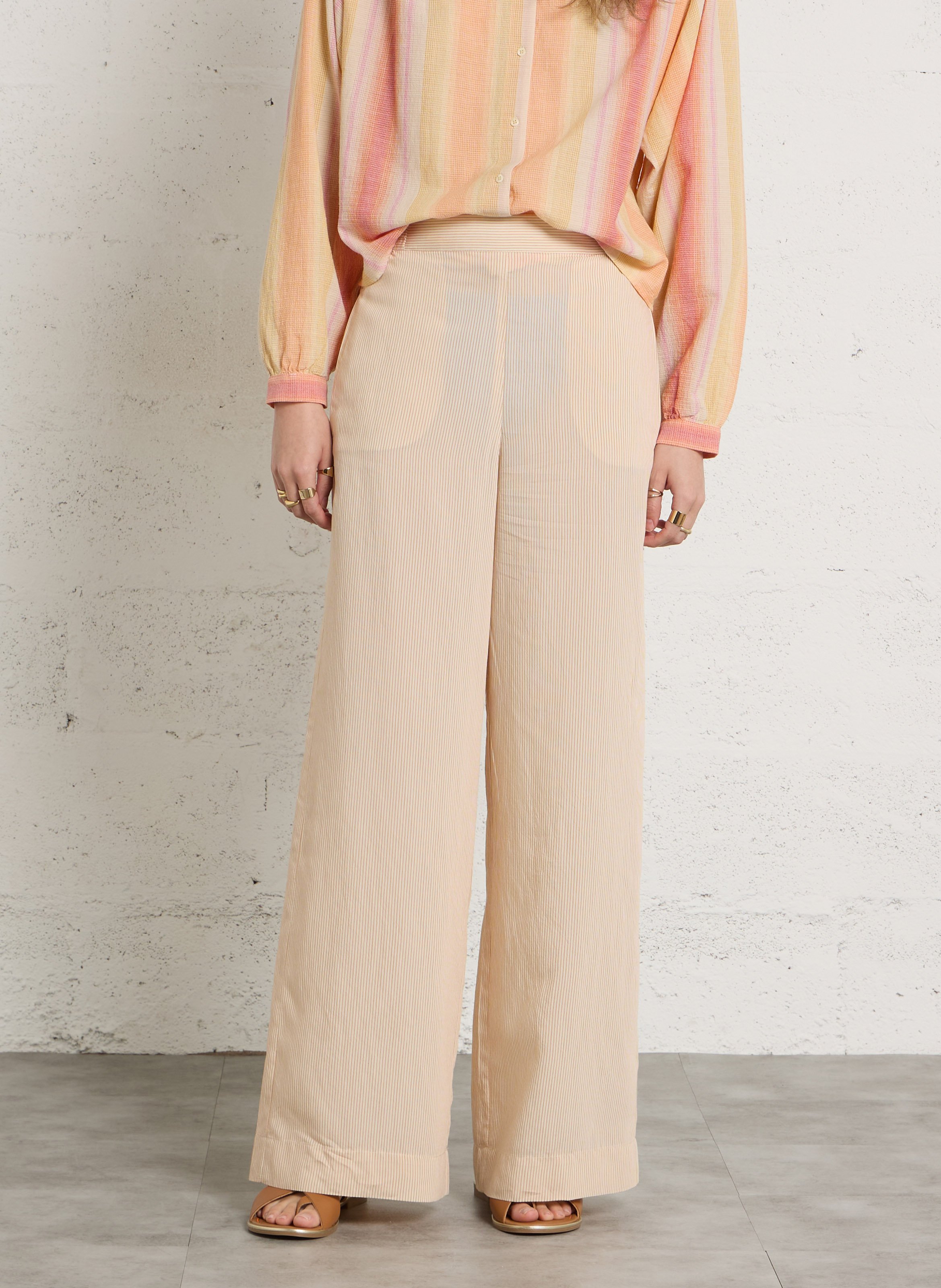 Checked straight-leg pants SACRECOEUR Orange