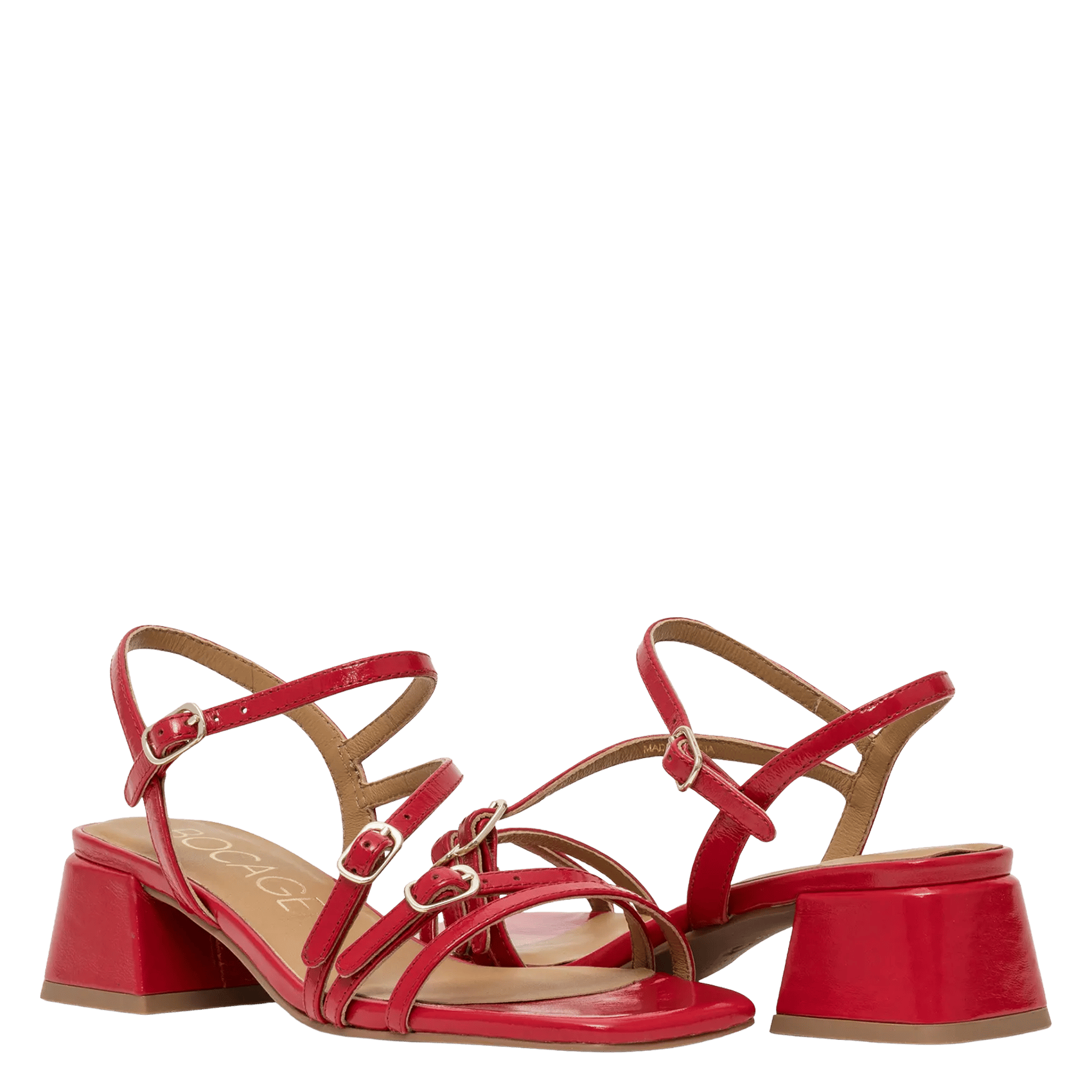 Sandales à talons en cuir Rouge