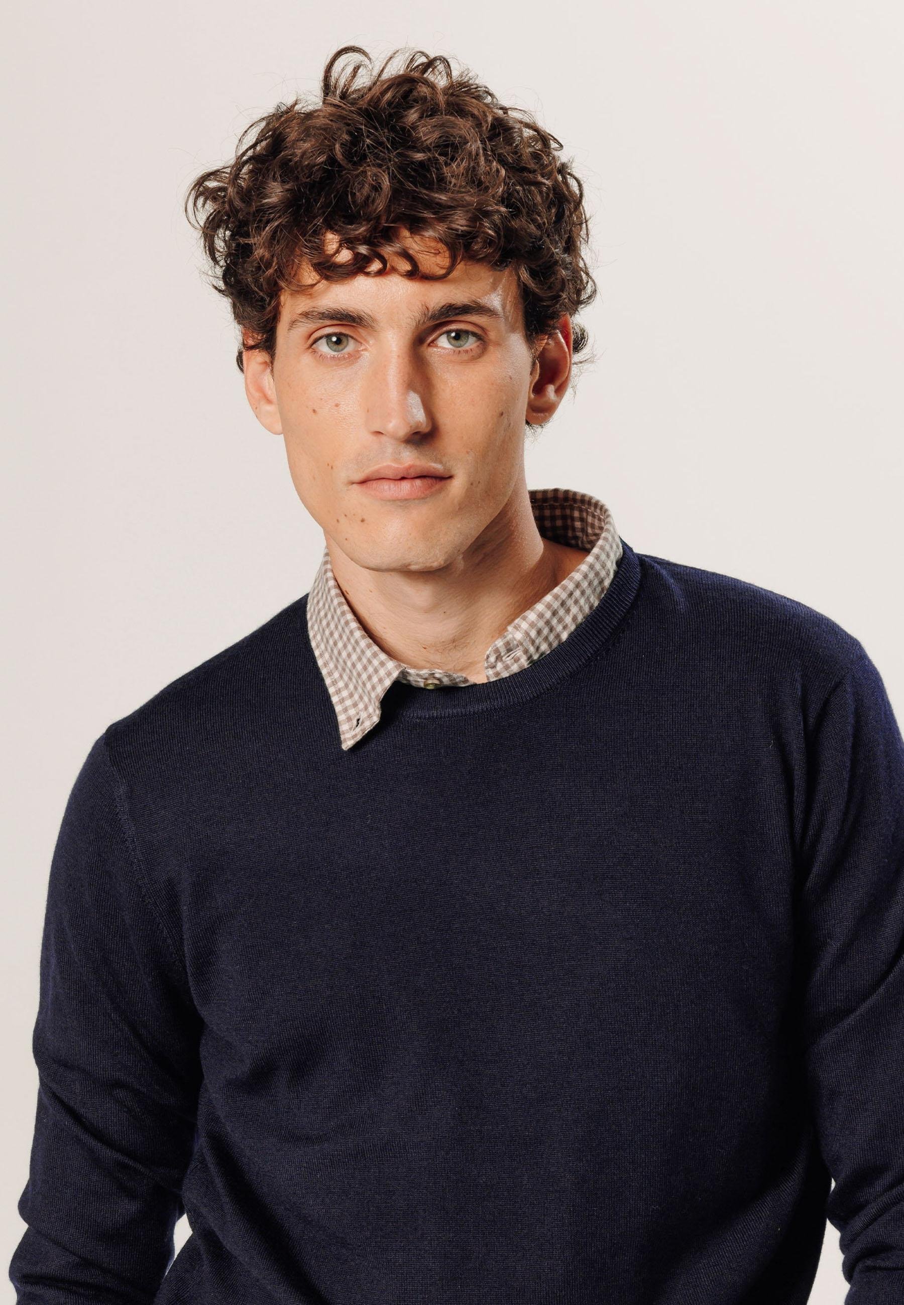 Pull col rond en laine mérinos RODIER Bleu