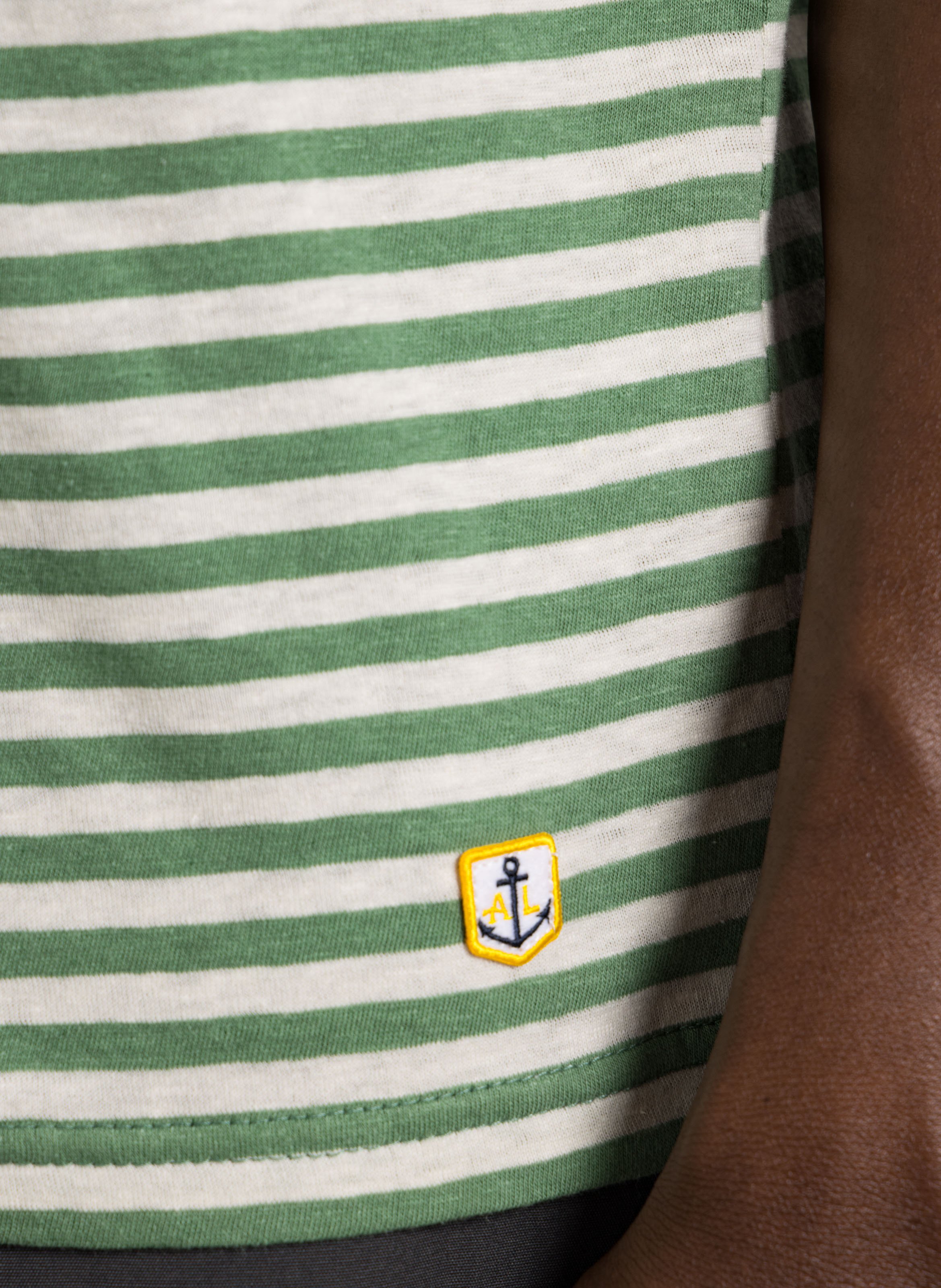 Tee-shirt col rond regular-fit rayé en coton mélangé ARMOR LUX Vert