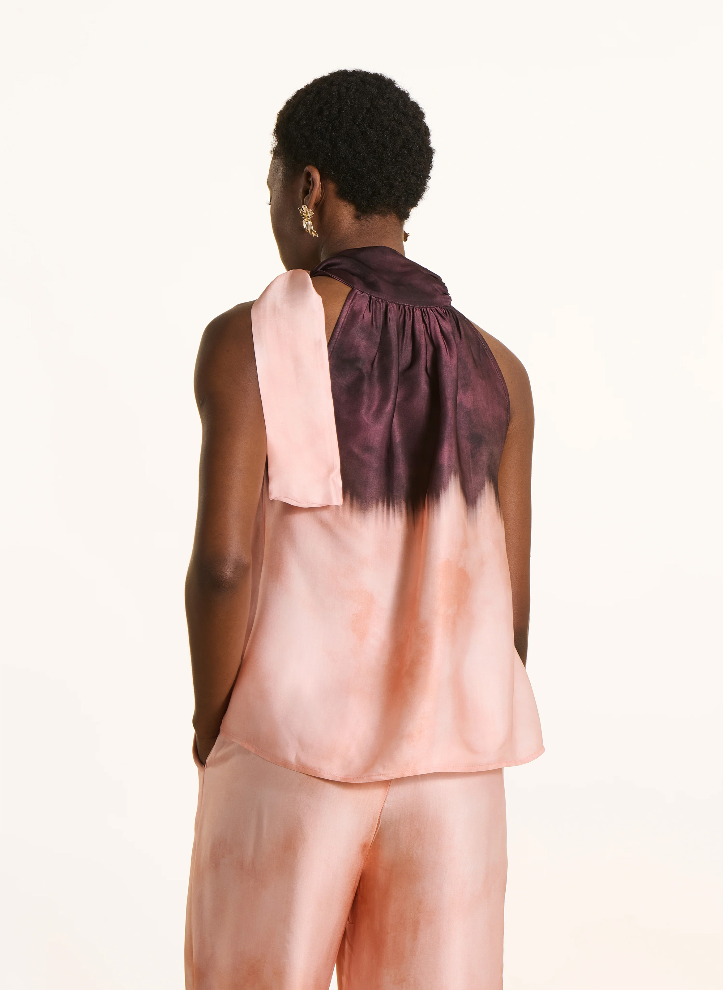 Rechte top met opstaande kraag en print LA FEE MARABOUTEE Roze