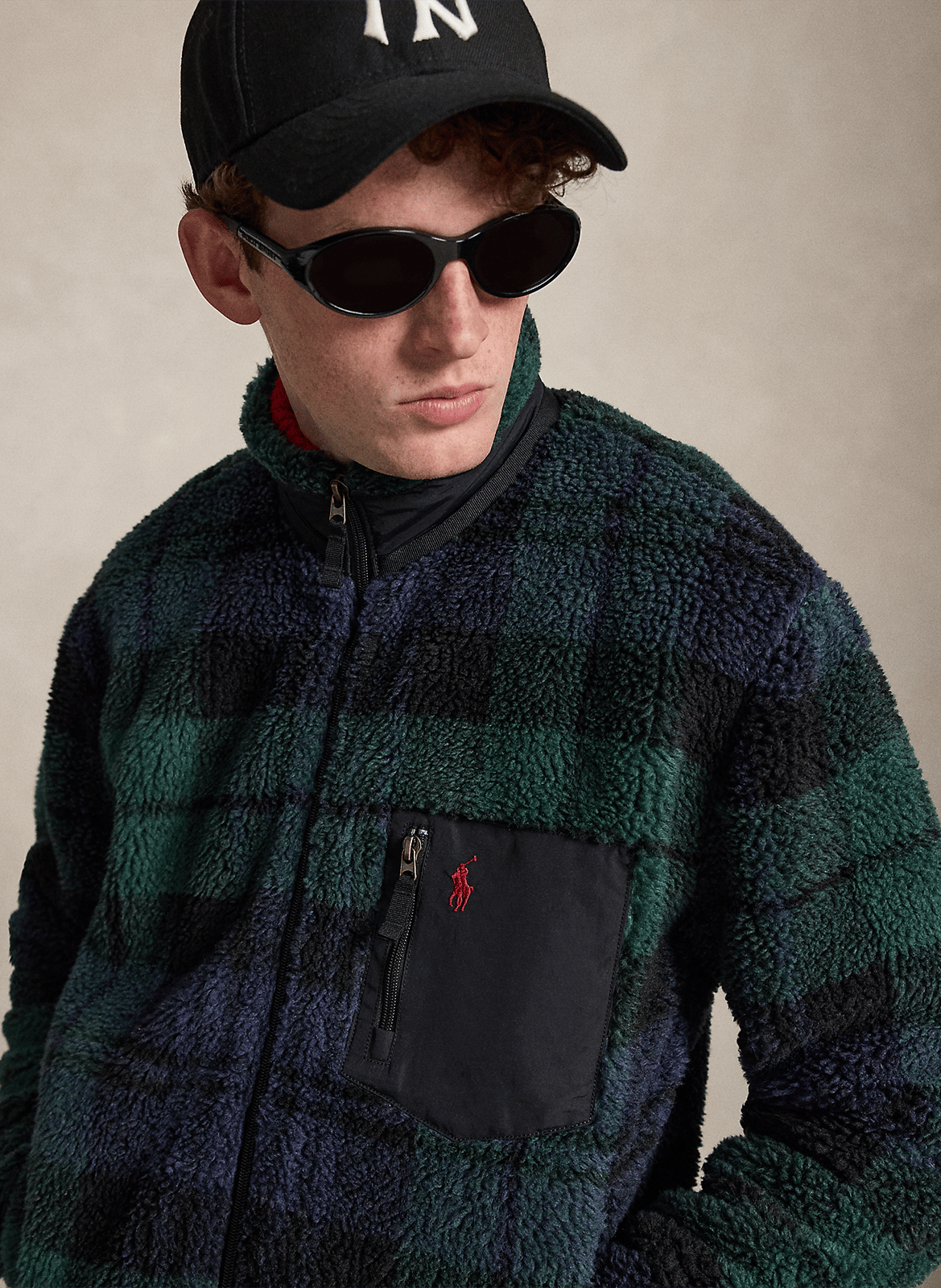 High-collar checked fleece POLO RALPH LAUREN Multicolored