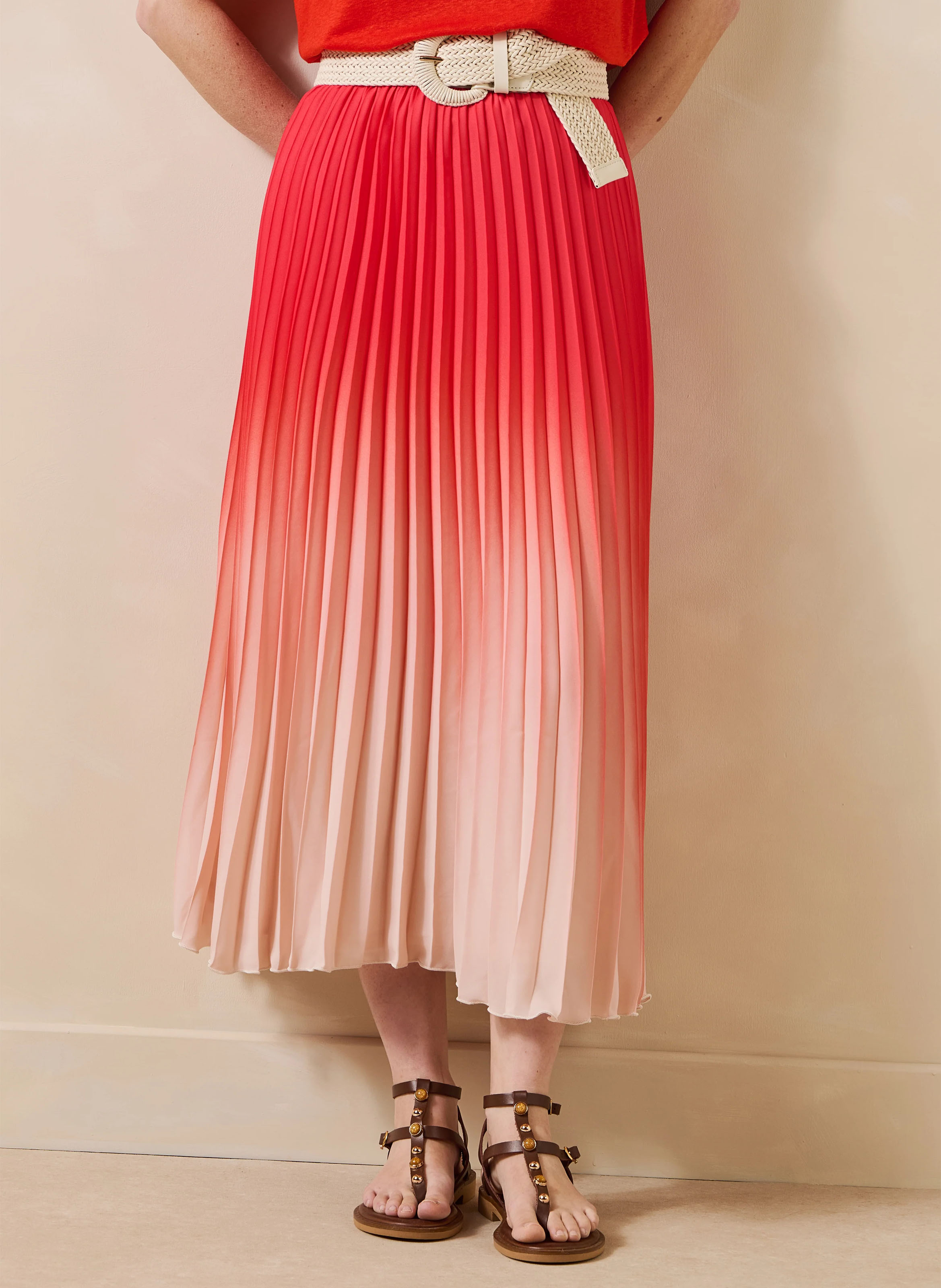 Jupe midi évasée  LA FEE MARABOUTEE Rouge
