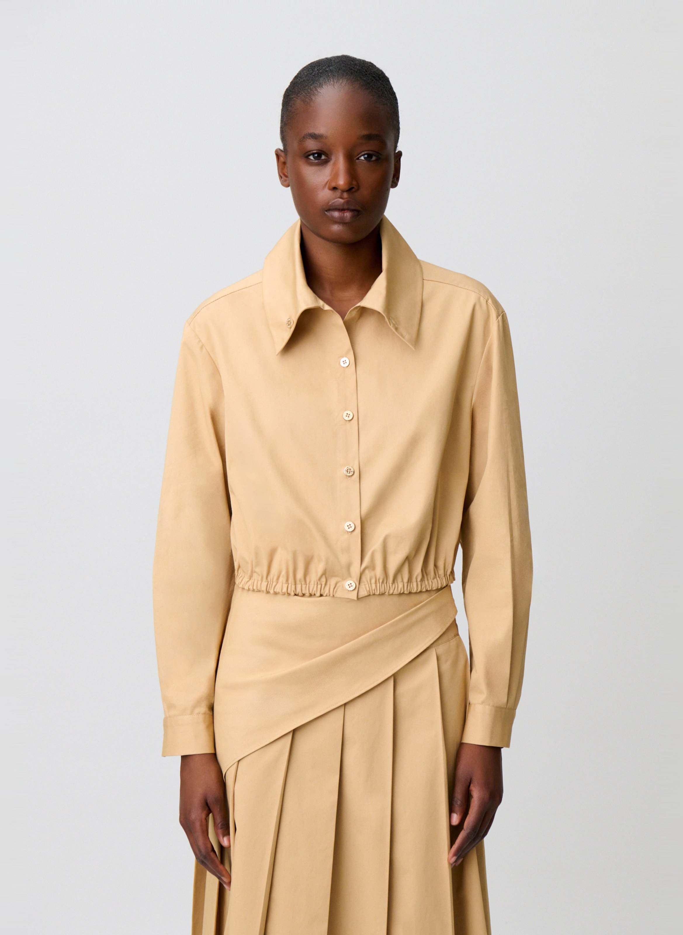 Katoenen slim fit overhemd CLAUDIE PIERLOT Beige