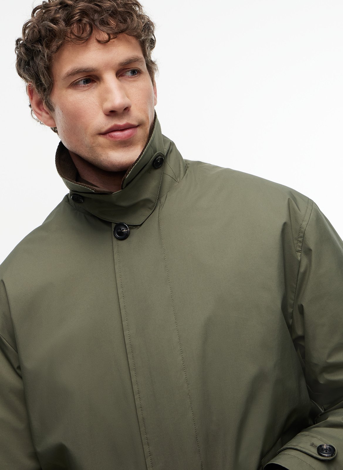 Langer gerader Mantel mit Rippenstrickkragen TOMMY HILFIGER Grun