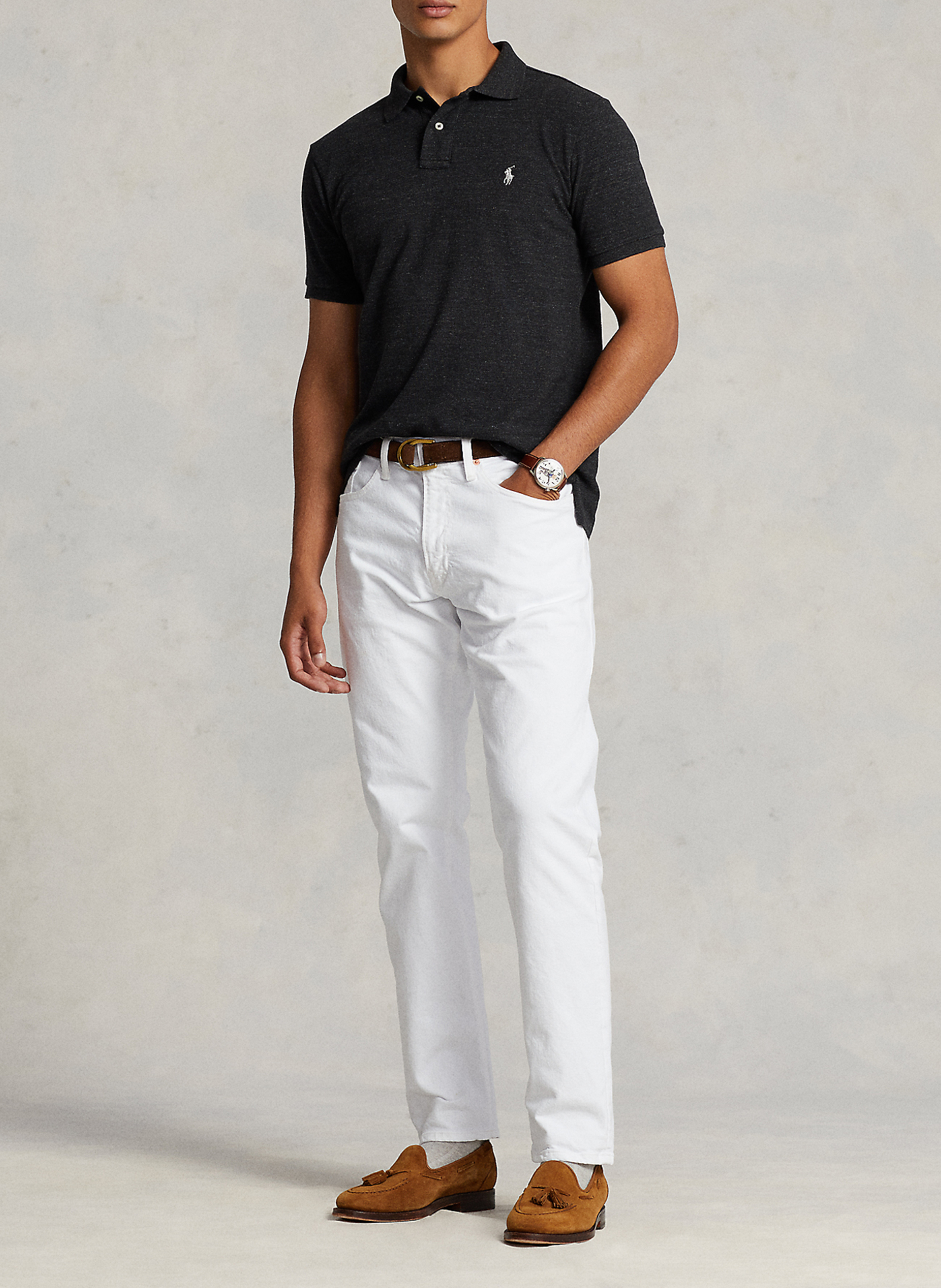Polo custom-fit en coton piqué | Noir POLO RALPH LAUREN Homme