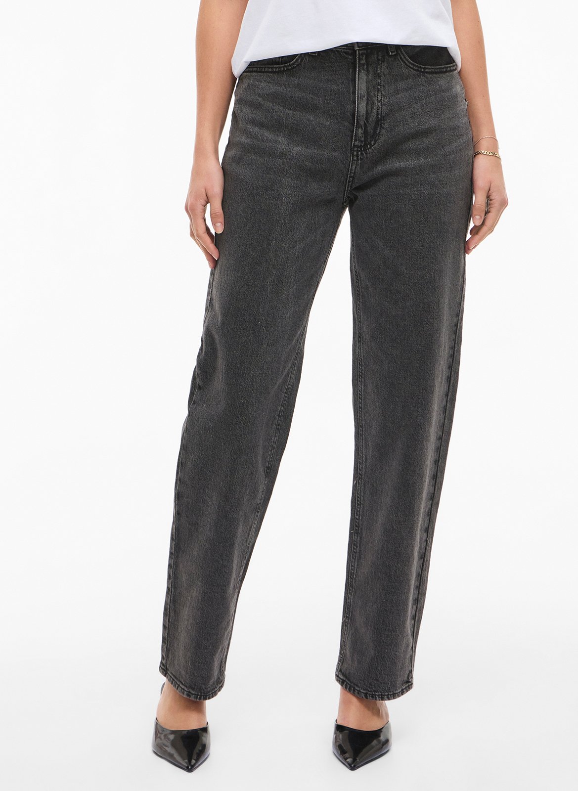 Cotton-blend straight-leg jeans VILA Grey