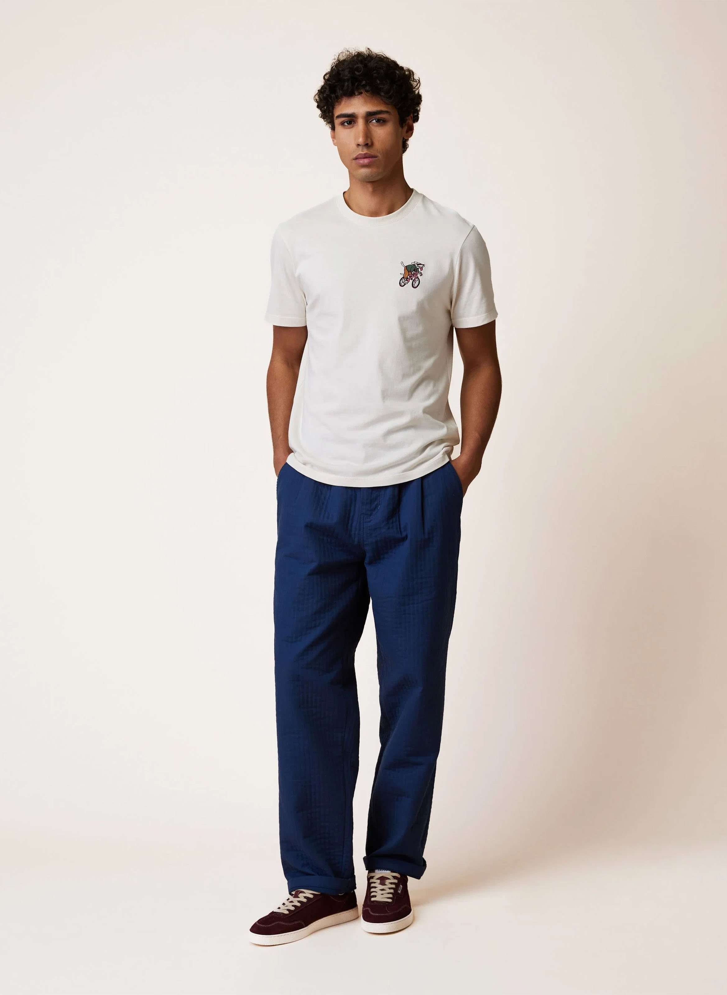 Gerader Baumwoll-T-Shirt mit Logo FAGUO Beige