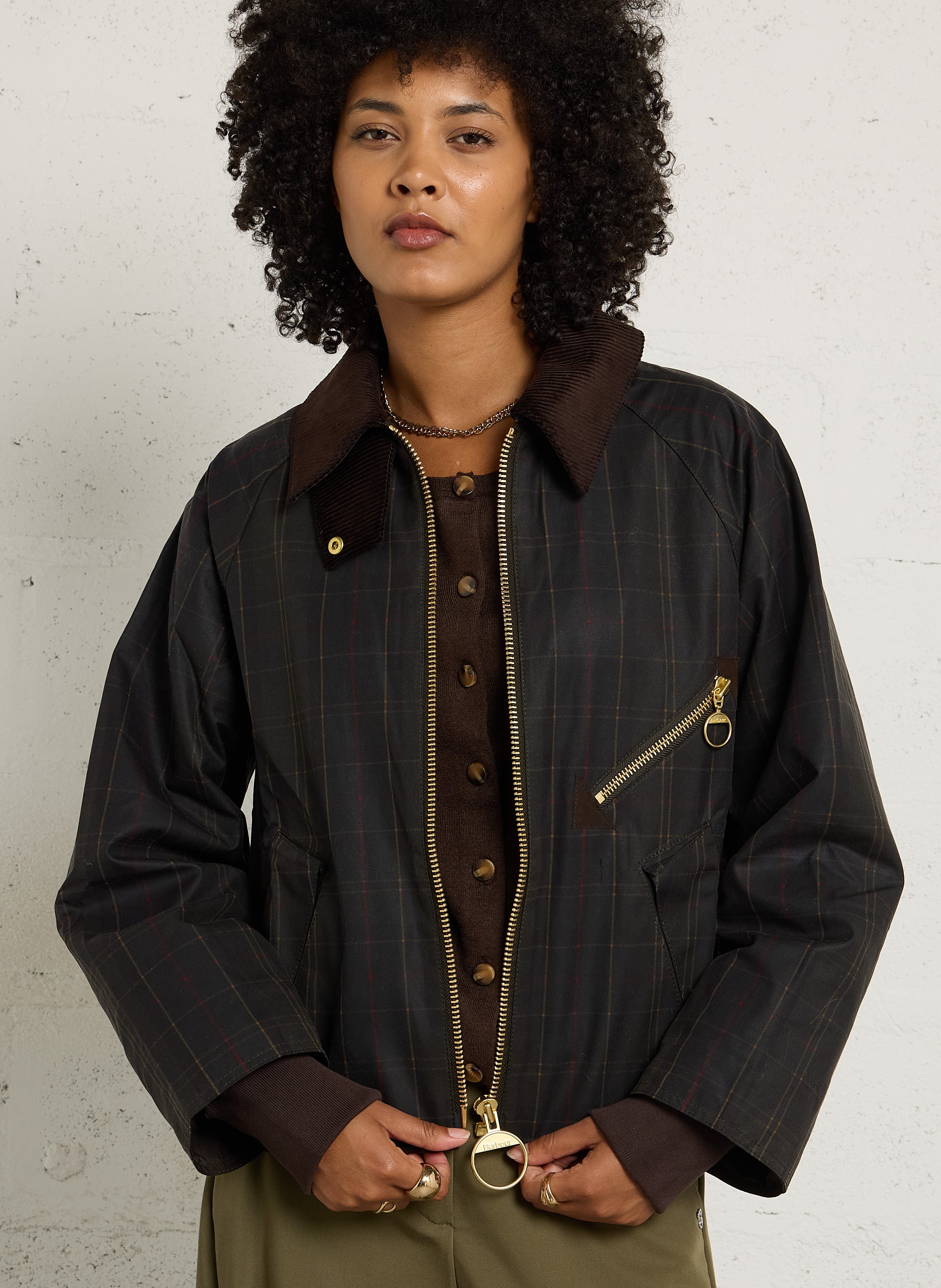 Karierte Baumwolljacke BARBOUR Khaki