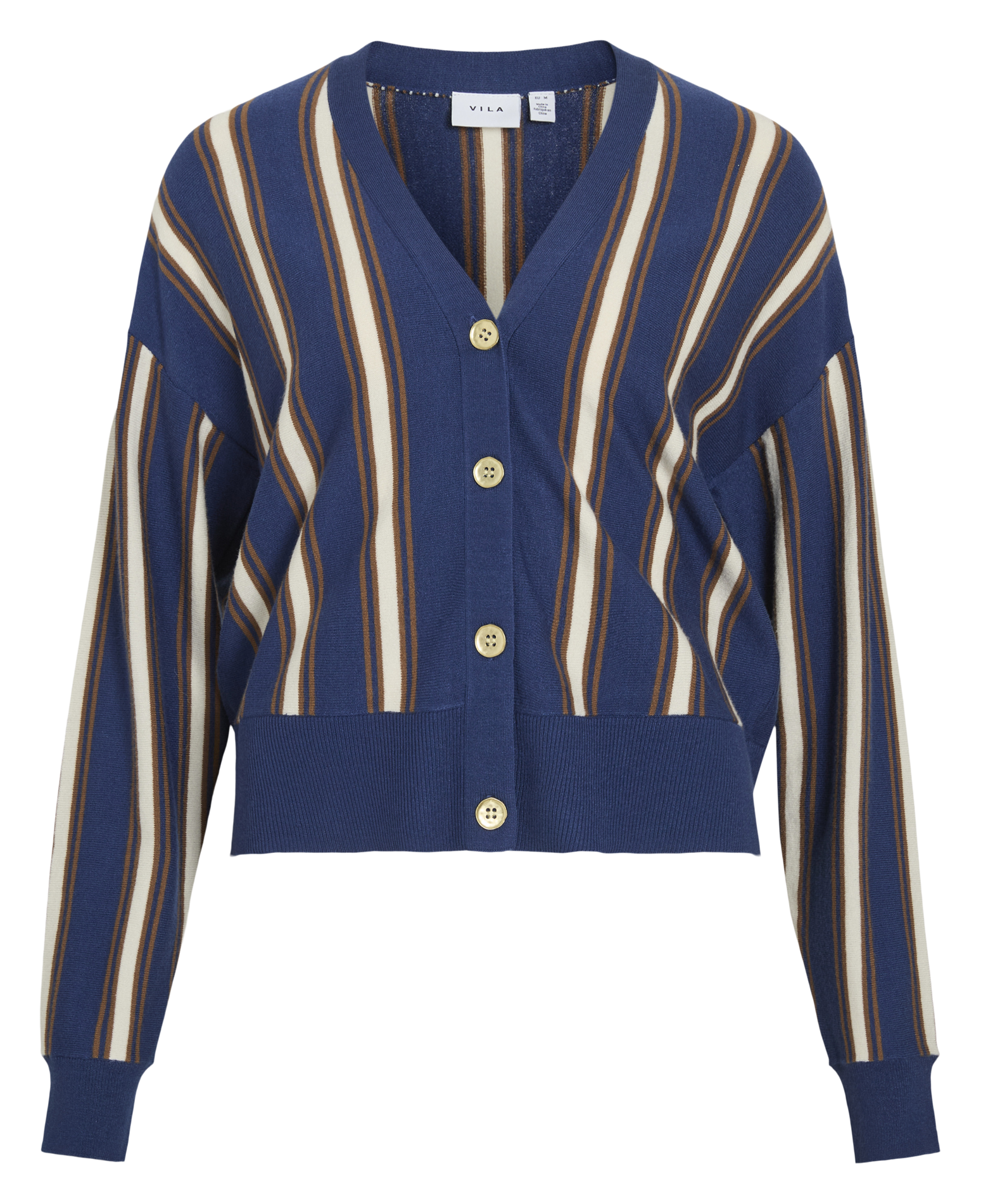 Rechte cardigan met V-hals en strepen VILA Blauw