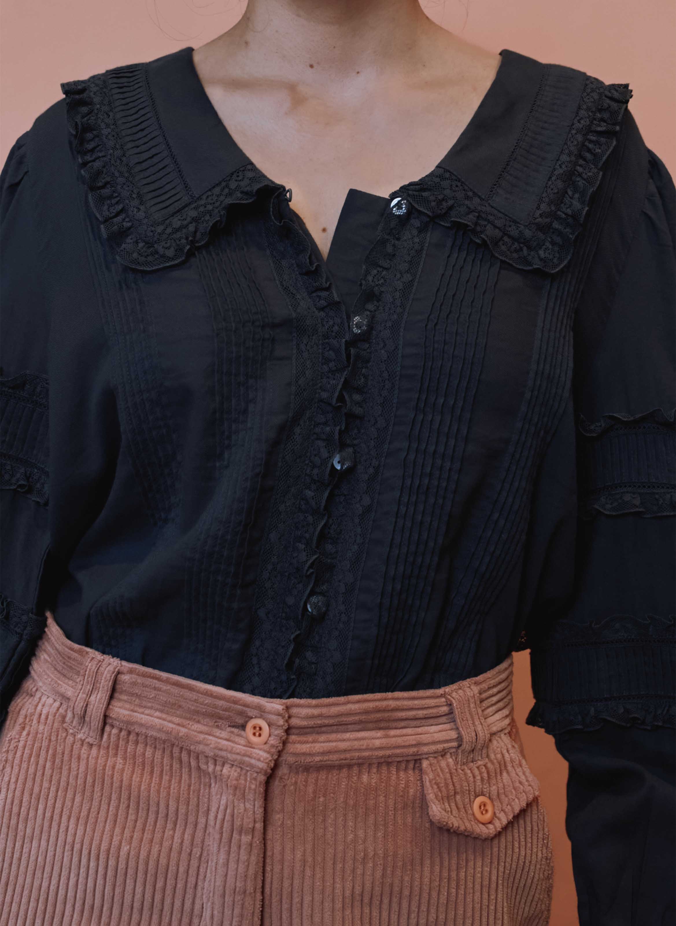 Bluse mit V-Ausschnitt aus Bio-Baumwolle EMILE ET IDA Schwarz