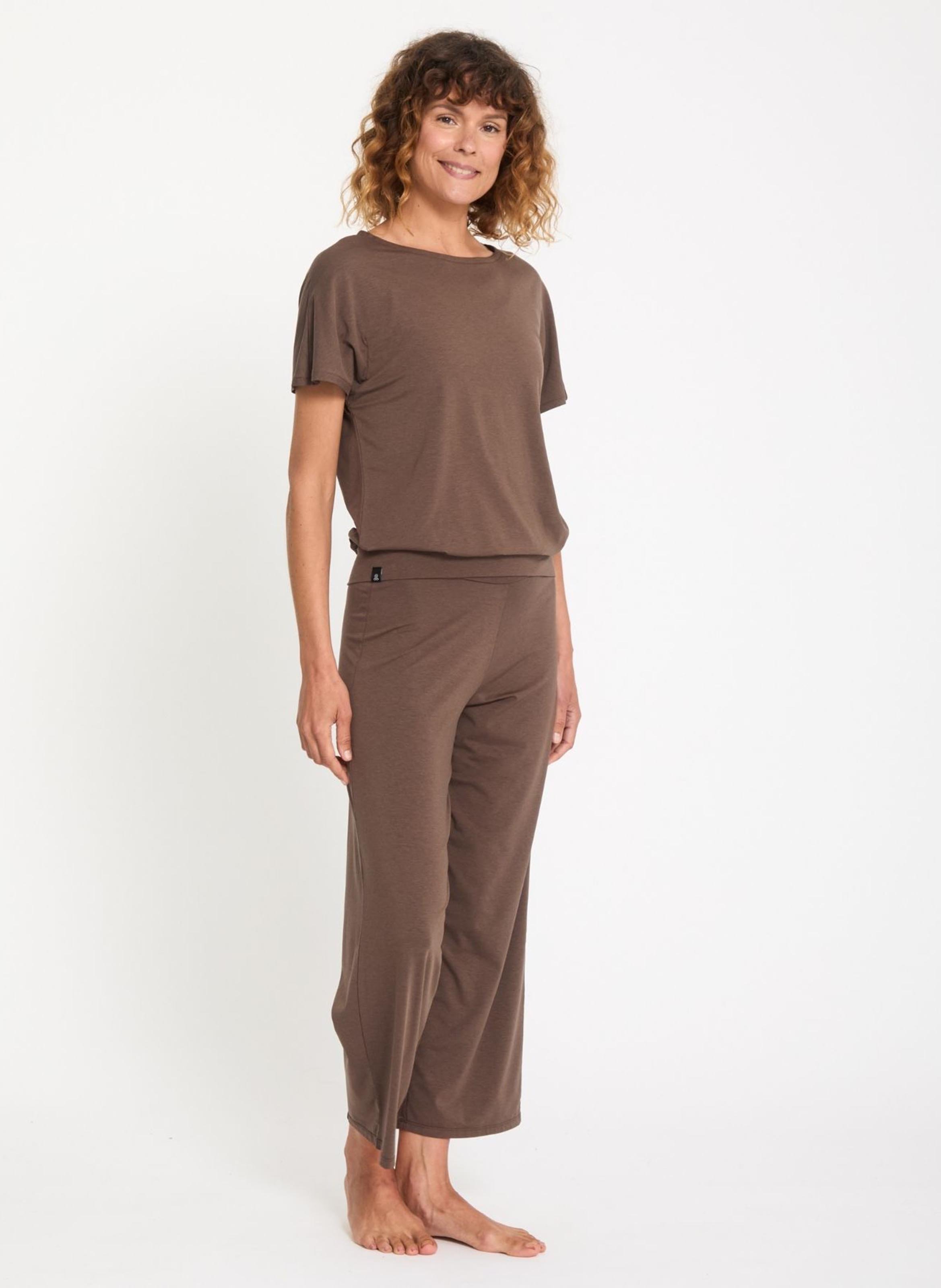 Tee-shirt uni à manches courtes YOGA SEARCHER Marron