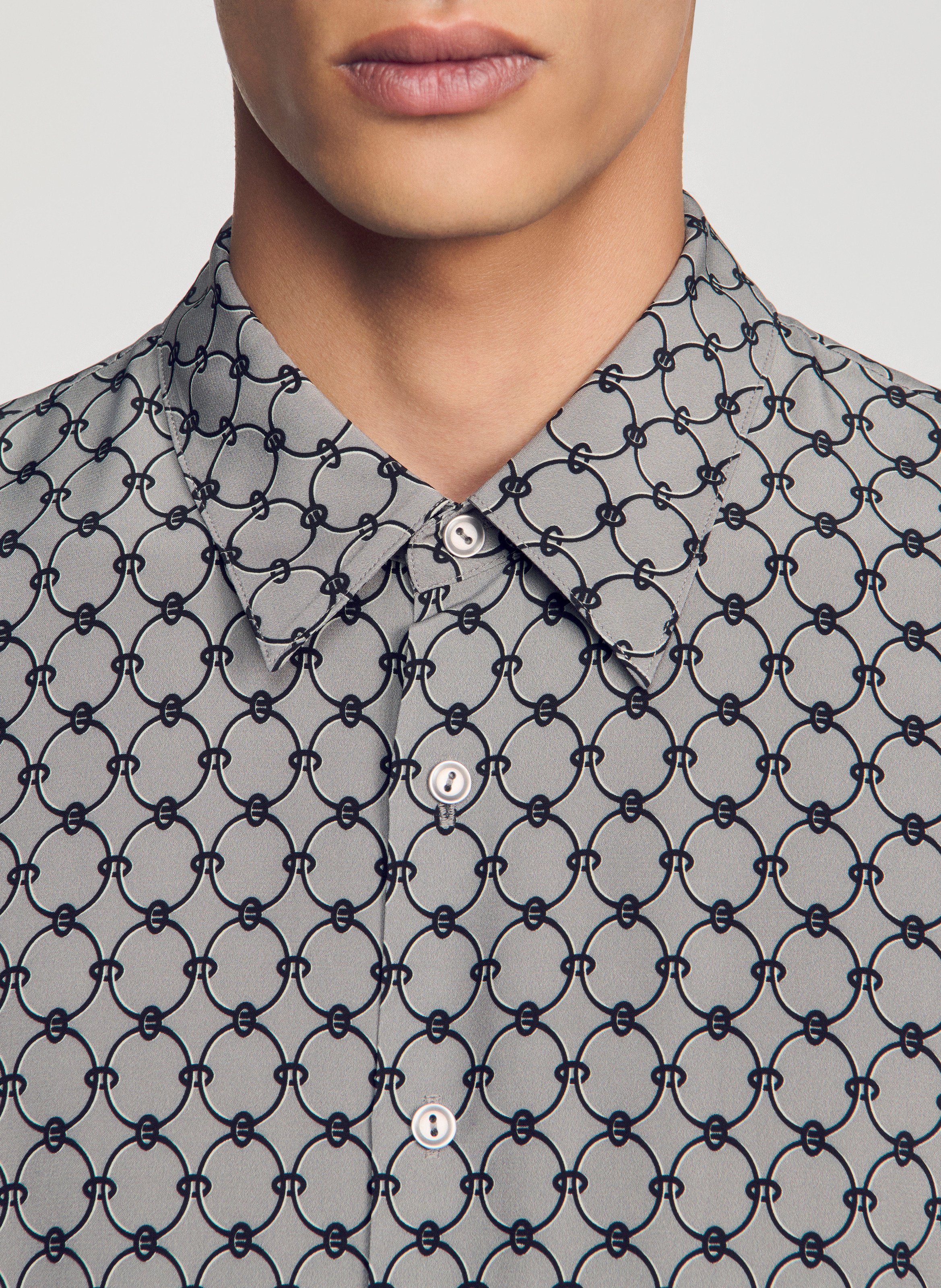 Chemise droite imprimée SANDRO Gris