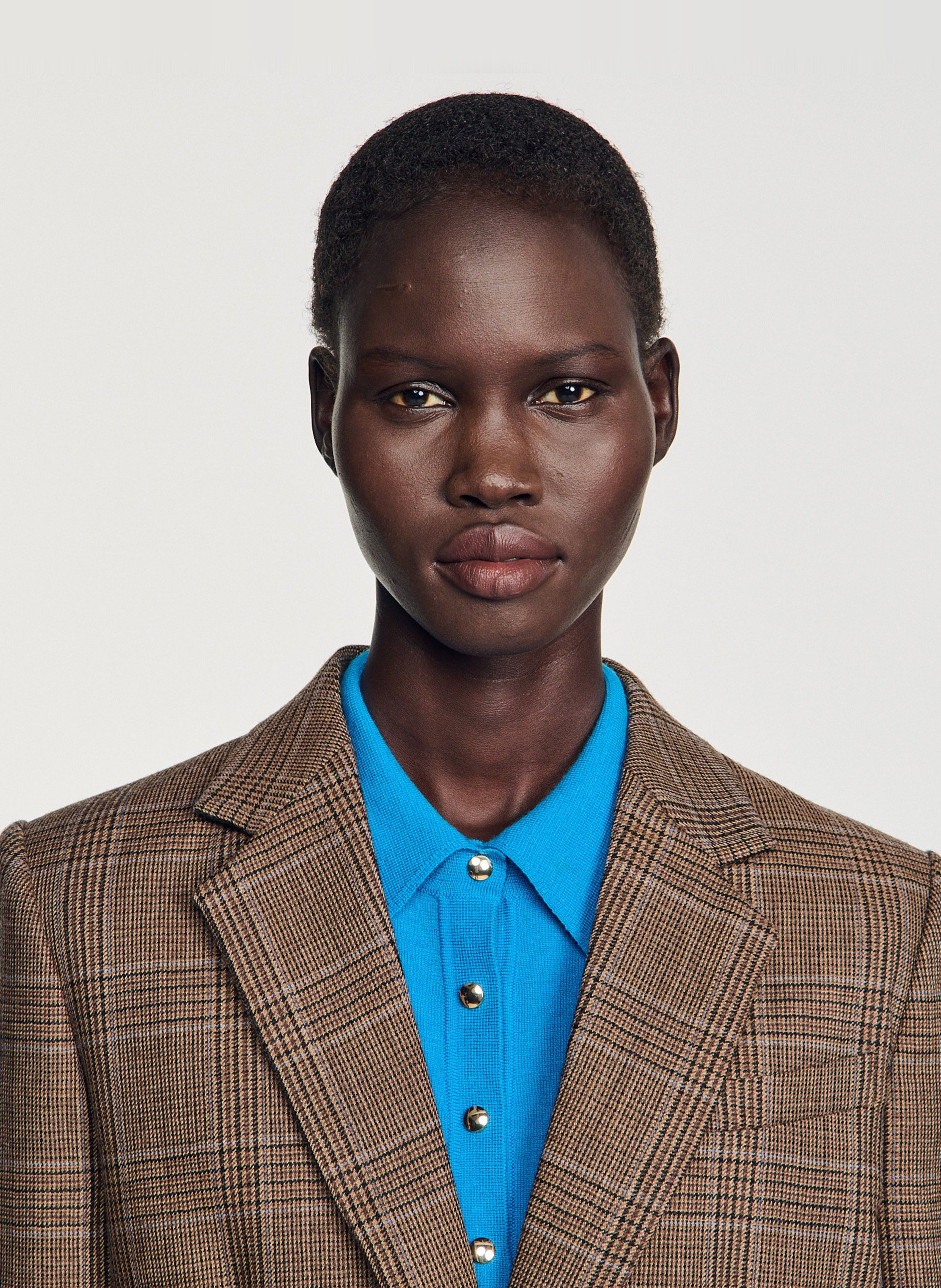 Getailleerd geruit wollen colbert SANDRO Beige