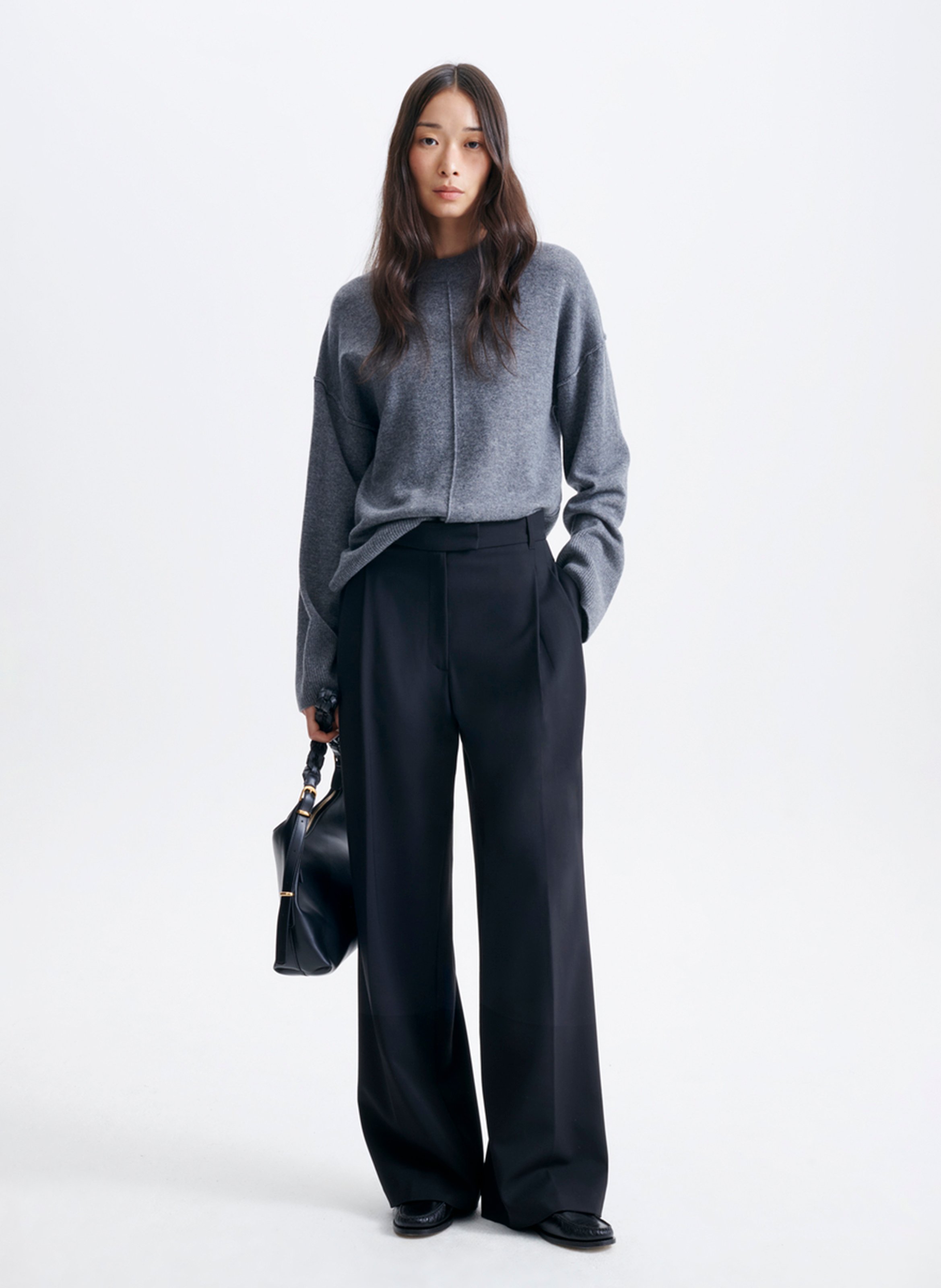 High-waisted wide-leg tailored trousers VANESSA BRUNO Black