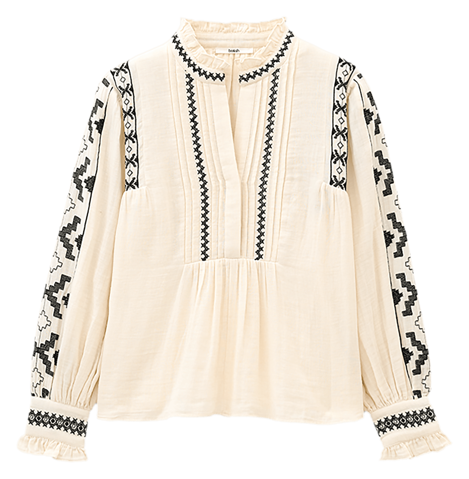 Ruimvallende, katoenen top met borduursel BA&SH Beige